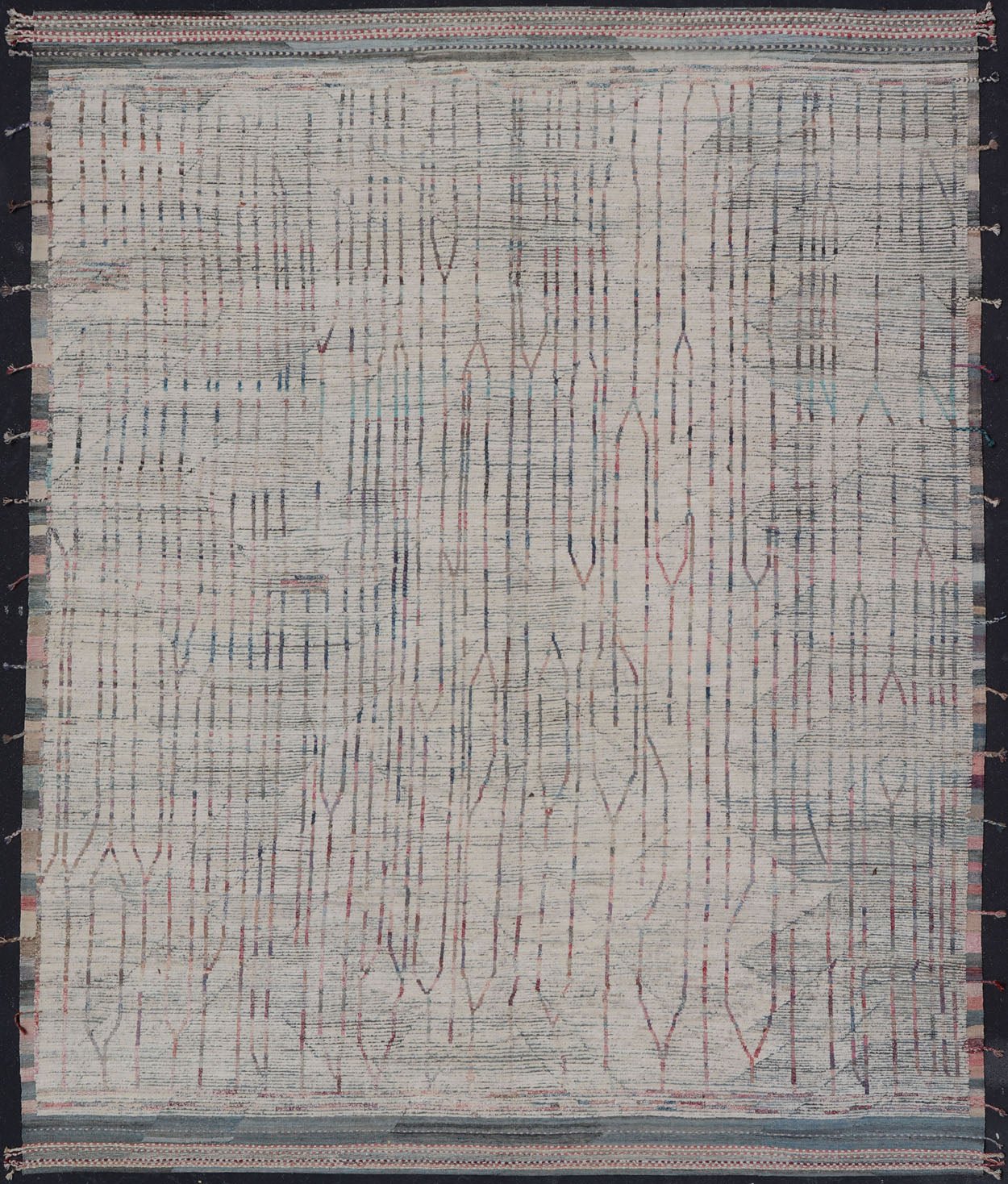 Neutral tone rug with Moroccan free - flowing tribal design with pops of color, Keivan Woven Arts / rug AFG - 36116, country of origin / type: Afghanistan / Modern Causal. The subdued design of this rug makes it perfect for modern and casual interio... - Keivan Woven ArtsAFG - 36116 - 6083 - 16784Rug