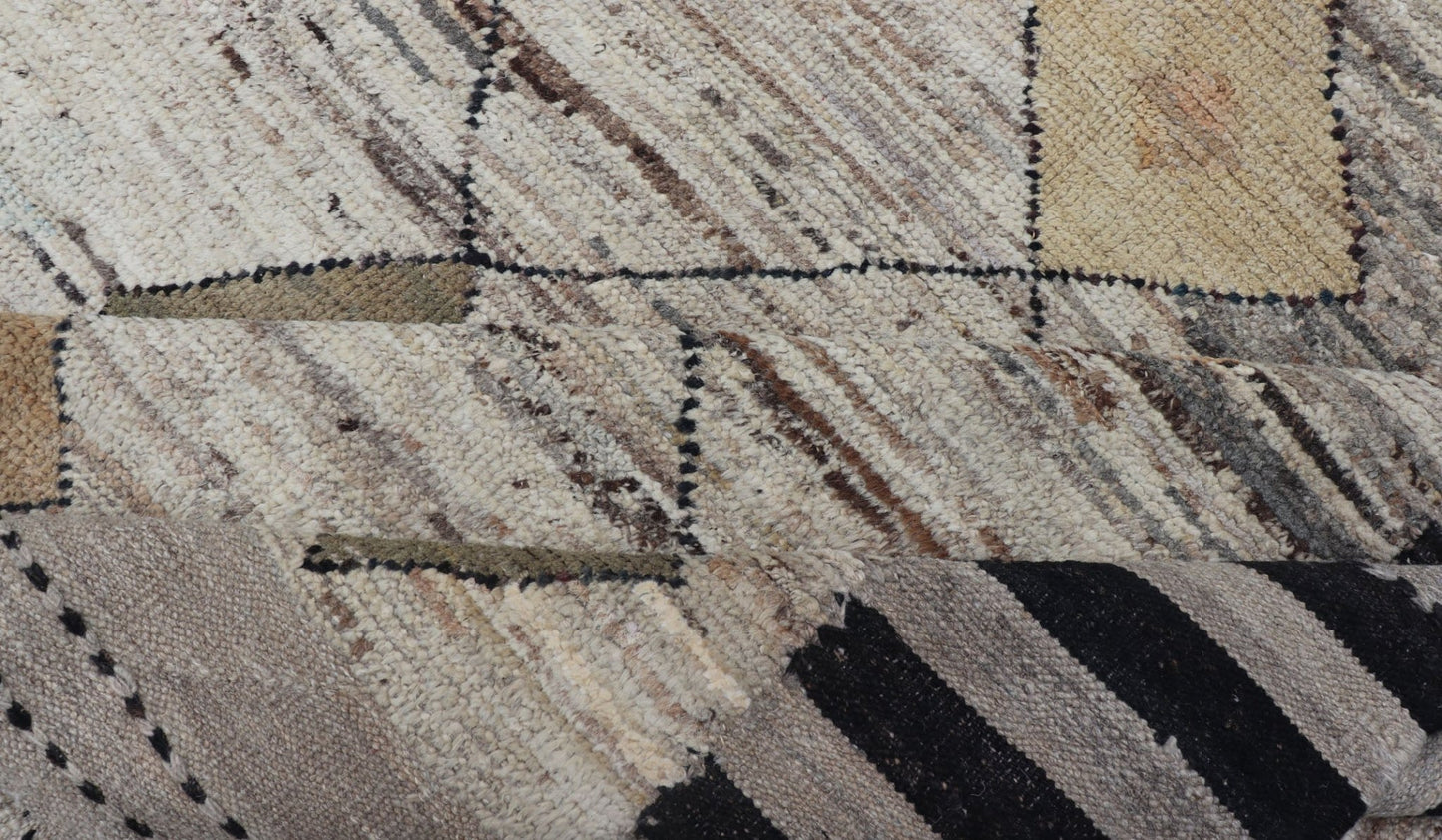 Modern Hand Knotted Moroccan Diamond Pattern in With Tribal Motifs Cream, soft gold, andbrown rug with modern casual design and natural wool, Keivan Woven Arts/rug AFG - 36095, country of origin / type: Afghanistan / Modern, Modern Casual ... - Keivan Woven ArtsAFG - 36118 - 5728 - 16796Rug