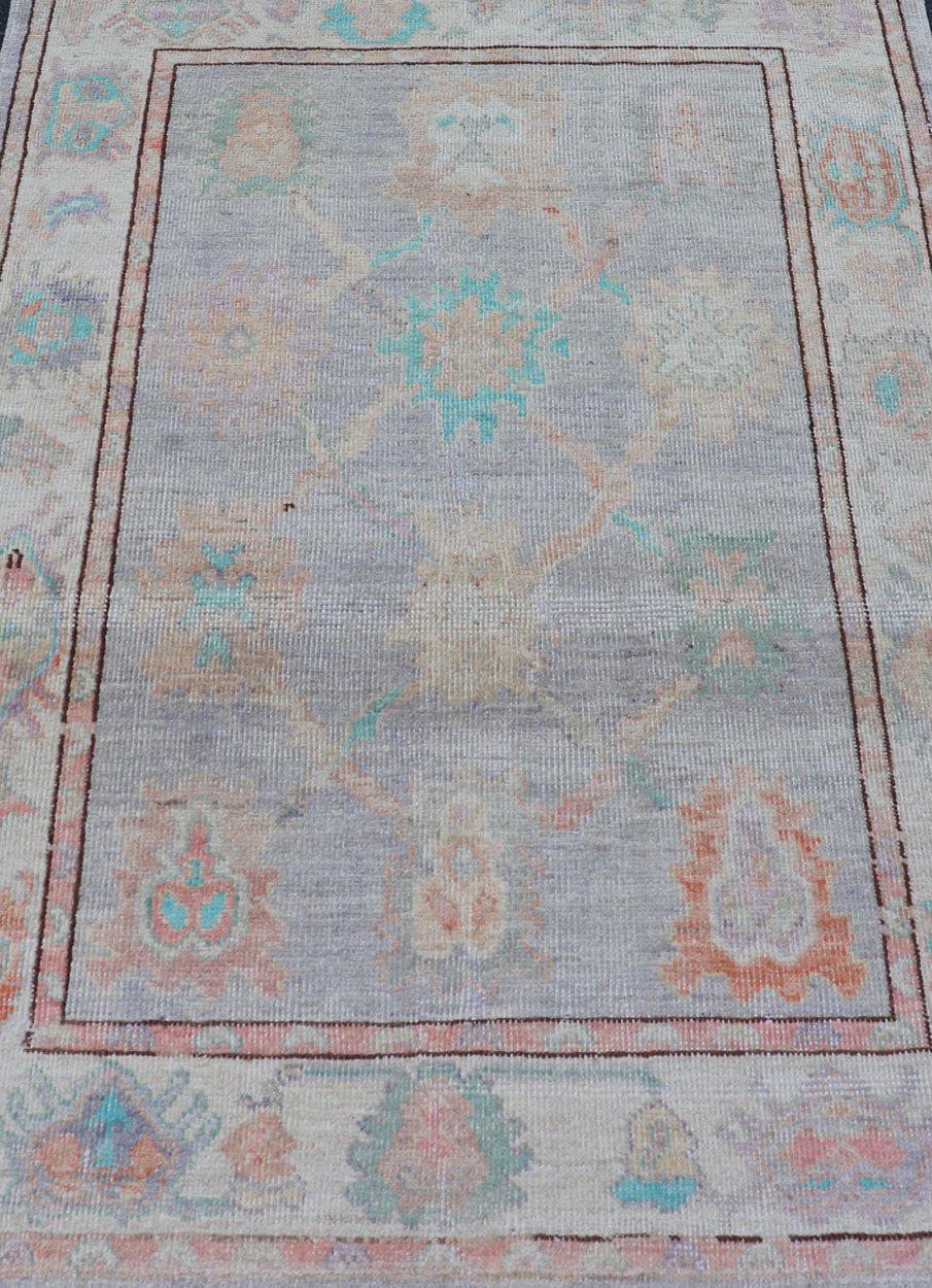 Measures: 4'2 x 6'0 Afghan Keivan Woven Art Oushak with Soft Floral Motifs on Light Cream Background. Keivan Woven Arts; rug AFG - 39441 Country of Origin: Afghanistan Type: Oushak Design: Floral. This grandiose Oushak features a showcasing i... - Keivan Woven ArtsAFG - 39441 - 18221Rug
