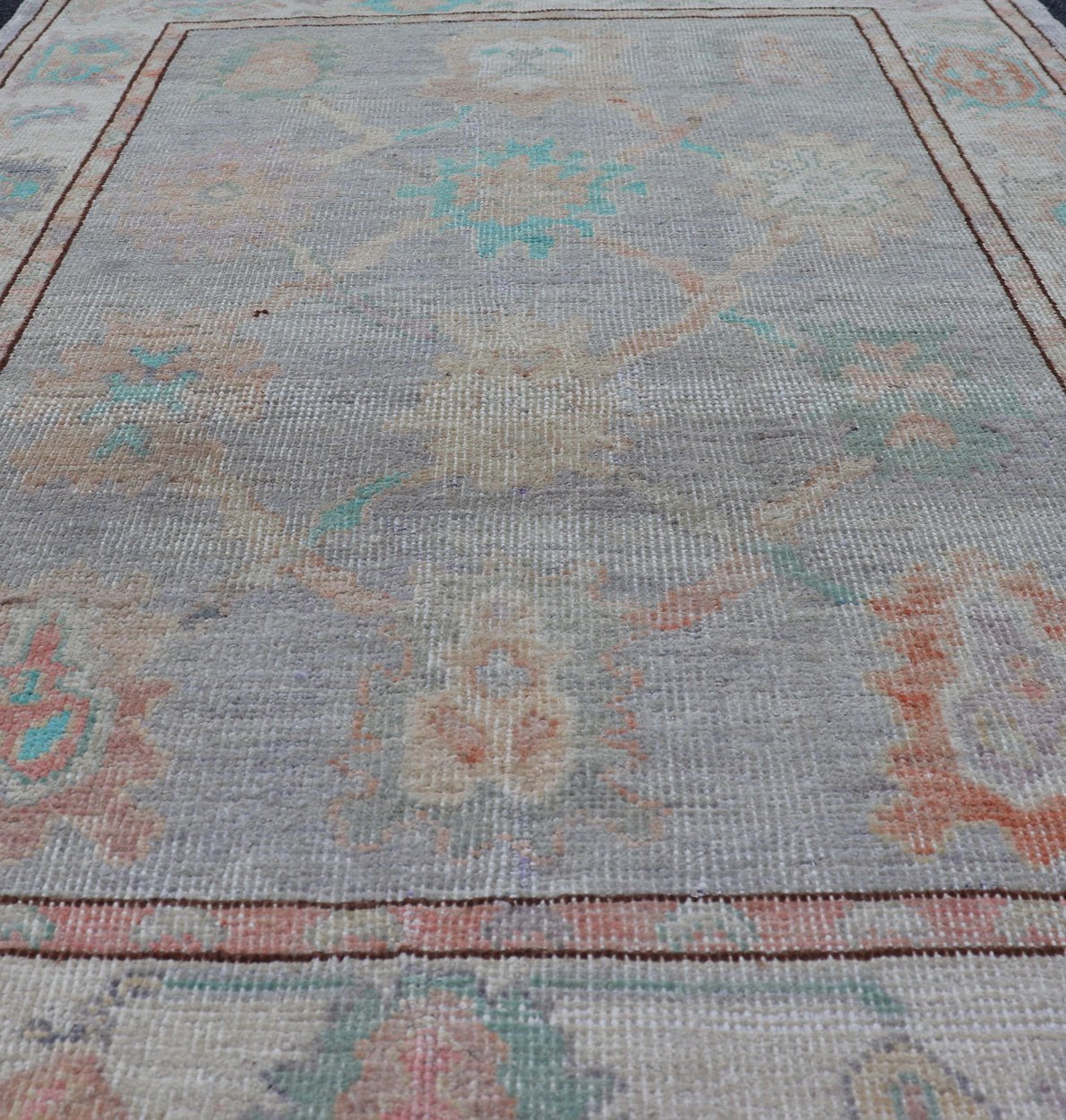 Measures: 4'2 x 6'0 Afghan Keivan Woven Art Oushak with Soft Floral Motifs on Light Cream Background. Keivan Woven Arts; rug AFG - 39441 Country of Origin: Afghanistan Type: Oushak Design: Floral. This grandiose Oushak features a showcasing i... - Keivan Woven ArtsAFG - 39441 - 18221Rug