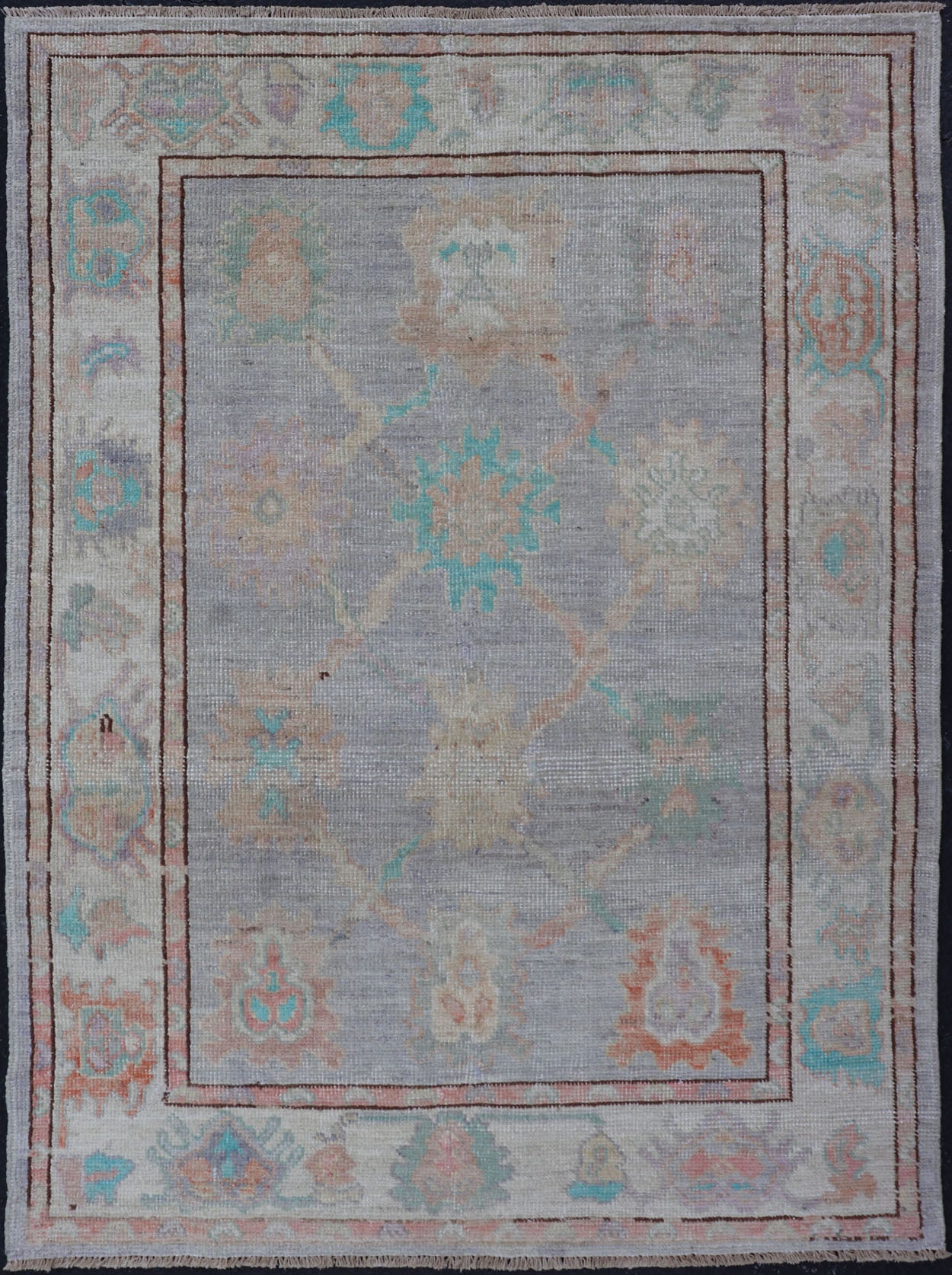 Measures: 4'2 x 6'0 Afghan Keivan Woven Art Oushak with Soft Floral Motifs on Light Cream Background. Keivan Woven Arts; rug AFG - 39441 Country of Origin: Afghanistan Type: Oushak Design: Floral. This grandiose Oushak features a showcasing i... - Keivan Woven ArtsAFG - 39441 - 18221Rug