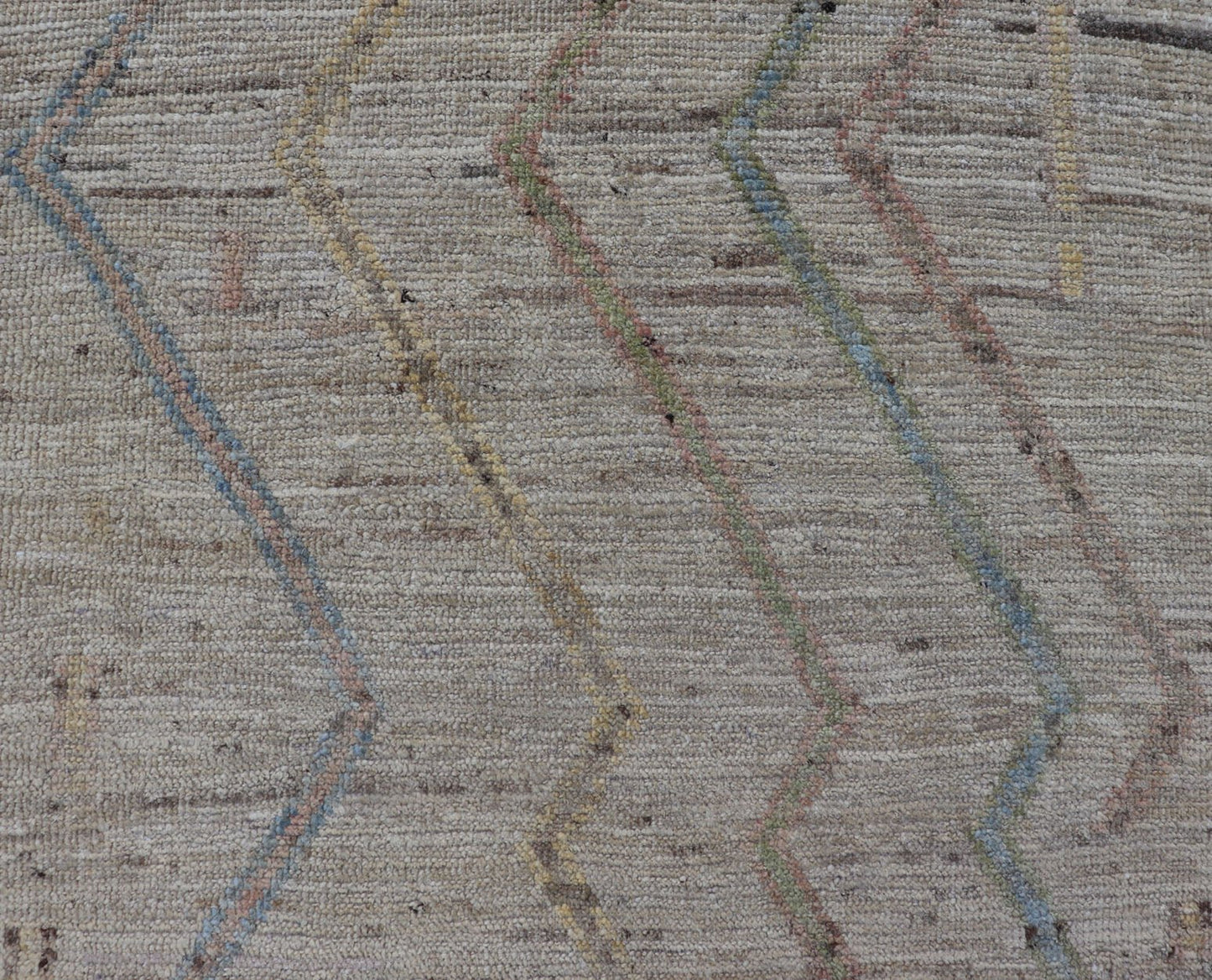Measurers: 2'11 x 9'7 Afghan Modern Casual Runner by Keivan Woven Arts in Light Cream and Multi Colors. Keivan Woven Arts; rug AFG - 39445 Country of Origin: Afghanistan Type: Modern Casual Design: Geometric, Tribal Chevron, All - Over. This qu... - Keivan Woven ArtsAFG - 39445 - 18233Rug