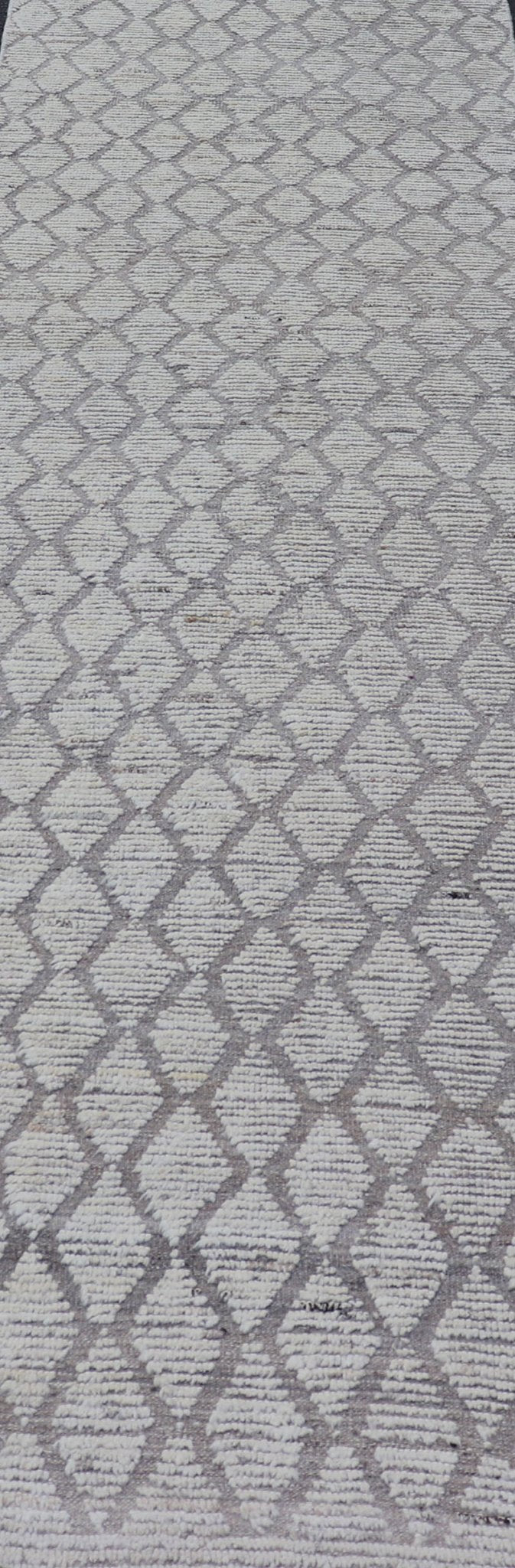 Measures: 3'4 x 13'7 Modern Moroccan Runner by Keivan Woven Arts with Diamond Design. Keivan Woven Arts; rug AFG - 39448, country of origin / type: Afghanistan / Modern Casual, circa early - 21th century. This modern casual tribal rug has been hand - ... - Keivan Woven ArtsAFG - 39448 - 18239Rug
