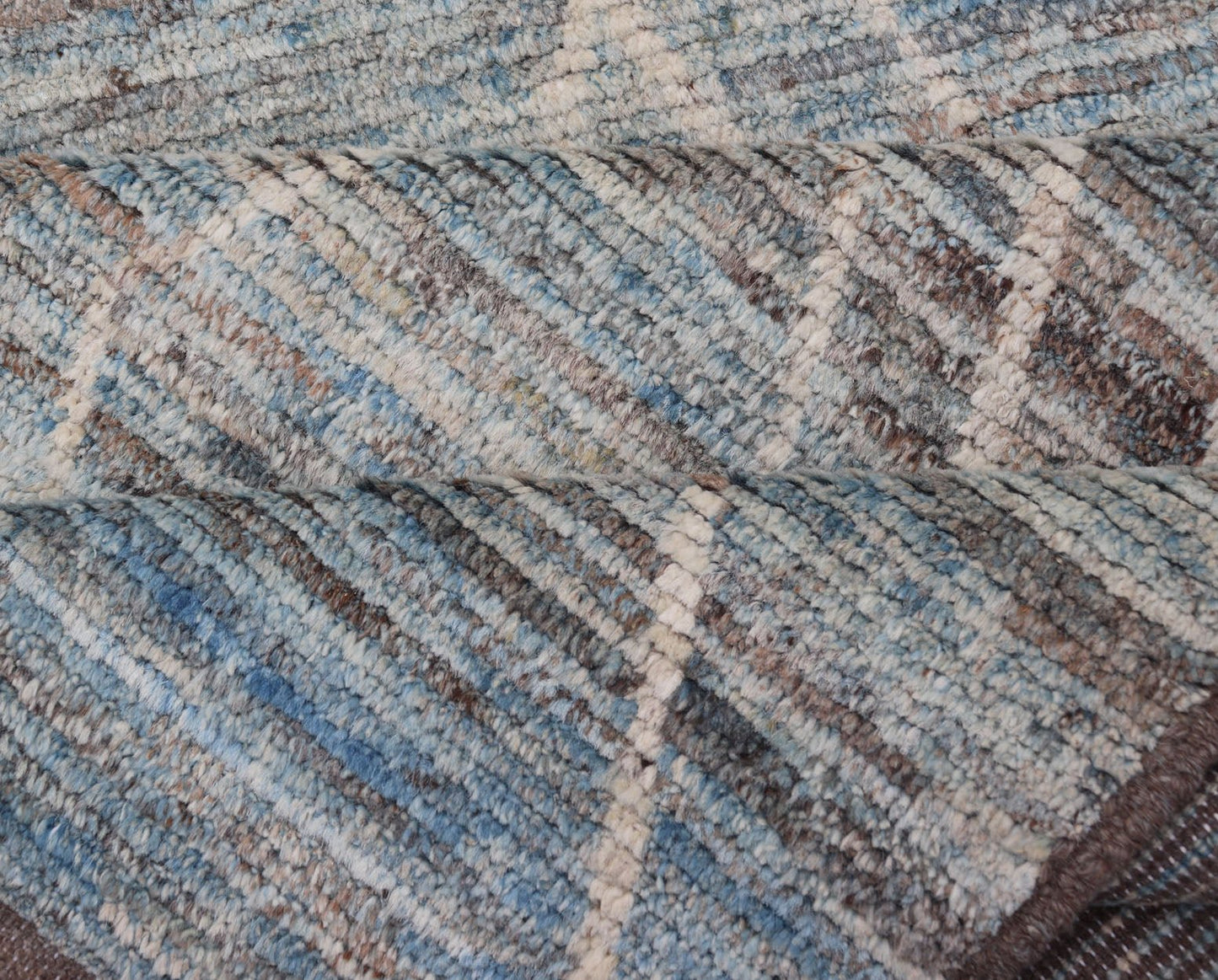 Measures: 3'2 x 11'0 Modern Runner with Traditional Design in Cream and Sky Blue by Keivan Woven Arts. rug AFG - 39459, country of origin / type: Afghanistan / Modern, condition: new. Keivan Woven Arts. This brand new rug features a Afghan tr... - Keivan Woven ArtsAFG - 39459 - 18377Rug