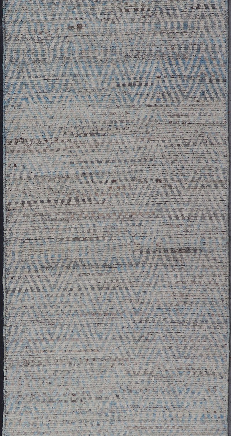 Measures: 3'8 x 16'0 Tribal Runner with Sub - Geometric Modern Design by Keivan Woven Arts. Keivan Woven Arts rug AFG - 39461, country of origin / type: Afghanistan / Modern Casual, circa Early - 21th Century. This modern casual tribal runner has... - Keivan Woven ArtsAFG - 39461 - 18383Rug