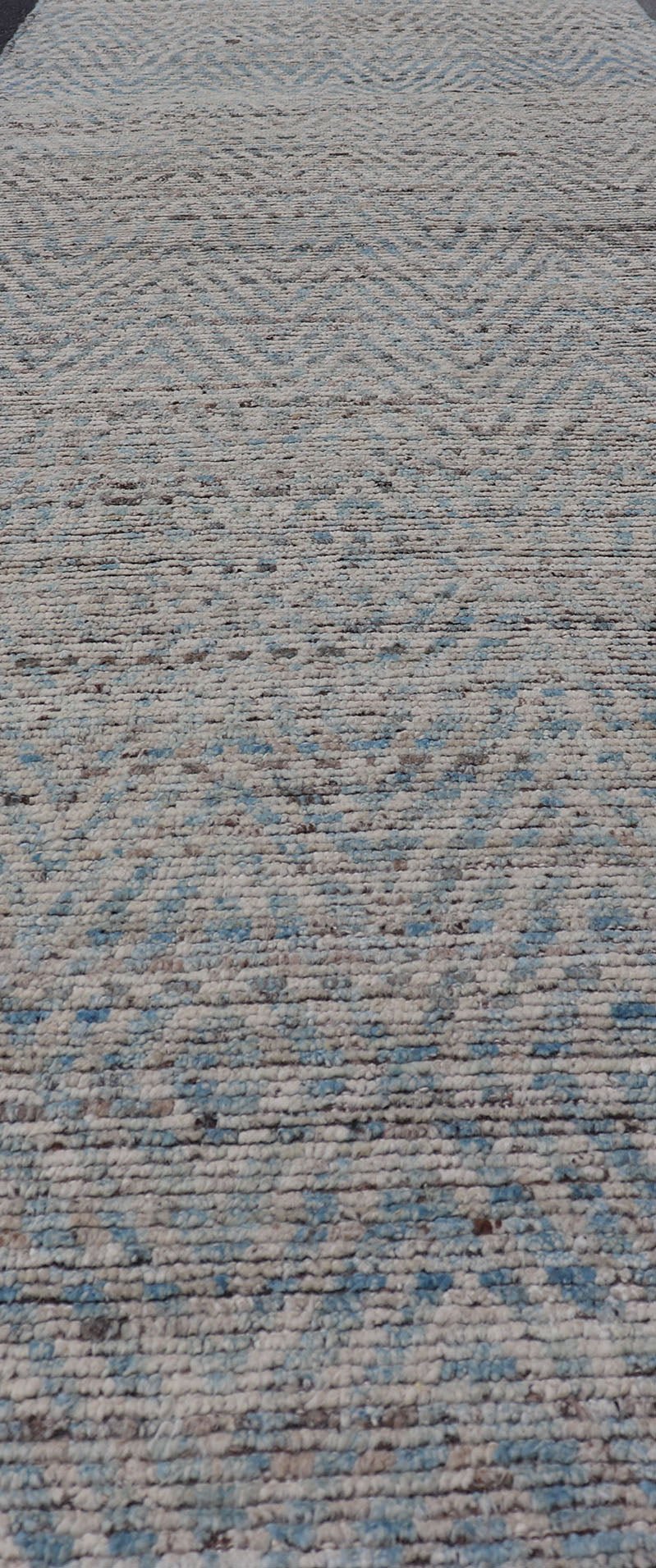 Measures: 3'8 x 16'0 Tribal Runner with Sub - Geometric Modern Design by Keivan Woven Arts. Keivan Woven Arts rug AFG - 39461, country of origin / type: Afghanistan / Modern Casual, circa Early - 21th Century. This modern casual tribal runner has... - Keivan Woven ArtsAFG - 39461 - 18383Rug