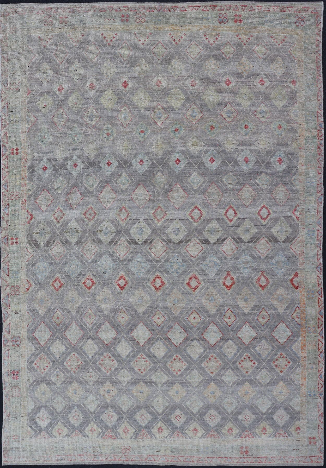 Measures: 6'4 x 9'6 Modern Afghan Tribal Rug by Keivan Woven Arts in Wool with Sub - Geometric Design. Modern Casual Tribal Rug, Keivan Woven Arts / rug AFG - 39465, country of origin / type: Afghanistan / Modern Casual, circa Early - 21th Century. ... - Keivan Woven ArtsAFG - 39465 - 18275Rug
