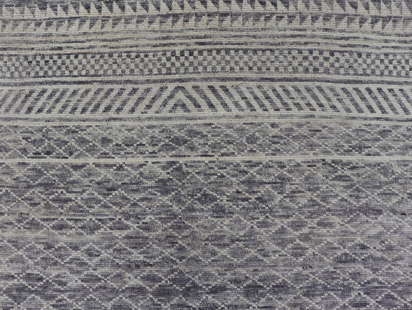 Measures: 10'1 x 12'0 Modern Piled Rug with All - Over Design by Keivan Woven Arts in Gray and Cream. Keivan Woven Arts/ rug AFG - 39481, country of origin / type: Afghanistan, Modern. The subdued modern design of this piled rug makes it perfect fo... - Keivan Woven ArtsAFG - 39481 - 18305Rug