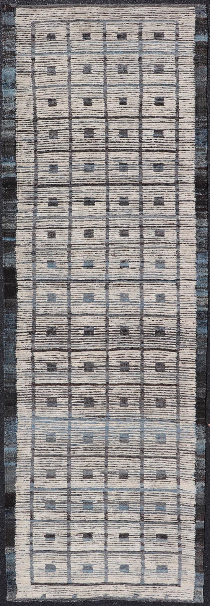 Modern Hand - Knotted Afghani Runner in Wool with All - Over Geometric Cube Design This modern casual tribal rug has been hand - knotted. The rug features a modern all - over geometric cube design, rendered in blue, charcoal, brown and gray; making thi... - Keivan Woven ArtsAFG - 39515 - 19538Rug