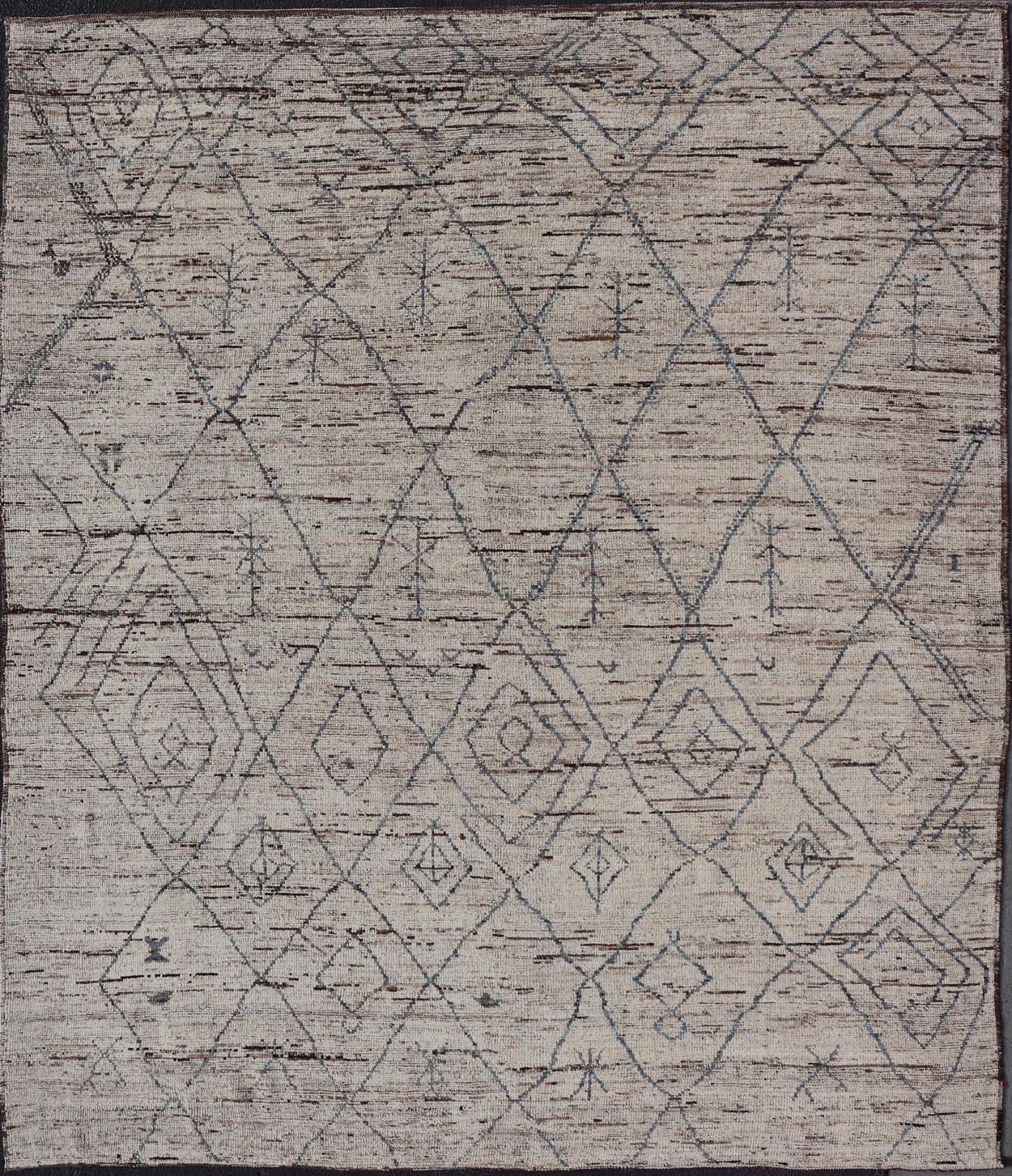 Modern Hand - Knotted Rug in Wool with All - Over Sub - Geometric Tribal Design This modern casual tribal rug has been hand - knotted in wool. The rug features a modern sub - geometric diamond design, replete with various motifs. The rug is rendered in b... - Keivan Woven ArtsAFG - 39662 - 19772Rug