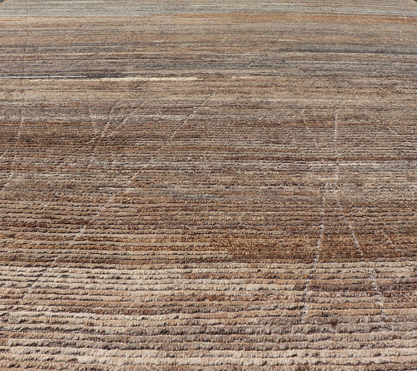 This modern casual tribal rug has been hand - knotted in wool. The rug features a modern sub - geometric diamond design, replete with various shades of the rug being rendered in grays and earthy tones. Measures: 9'2 x 12'6. Modern Moroccan Rug by Kei... - Keivan Woven ArtsAFG - 39738 - 19556Rug