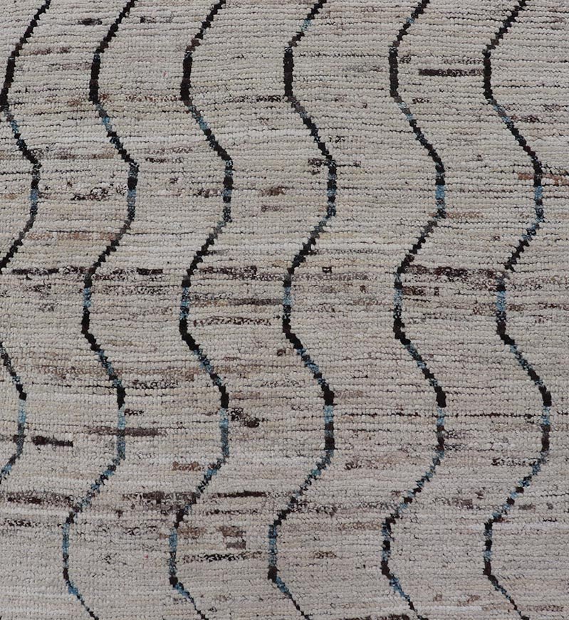 Modern Hand - Knotted Tribal Runner in Wool with Sub - Geometric Modern Design This modern casual tribal runner has been hand - knotted. The rug features a modern sub - geometric modern design, rendered in blue and neutral tones, making this rug a supe... - Keivan Woven ArtsAFG - 39810 - 18698Rug