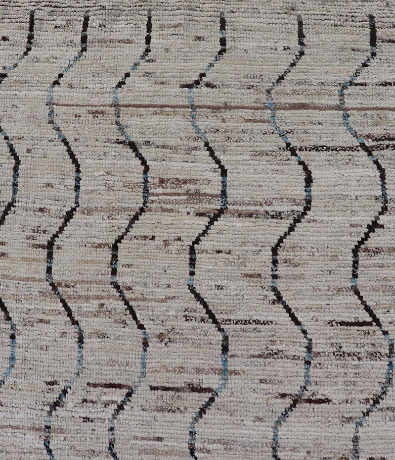 Modern Hand - Knotted Tribal Runner in Wool with Sub - Geometric Modern Design This modern casual tribal runner has been hand - knotted. The rug features a modern sub - geometric modern design, rendered in blue and neutral tones, making this rug a supe... - Keivan Woven ArtsAFG - 39810 - 18698Rug