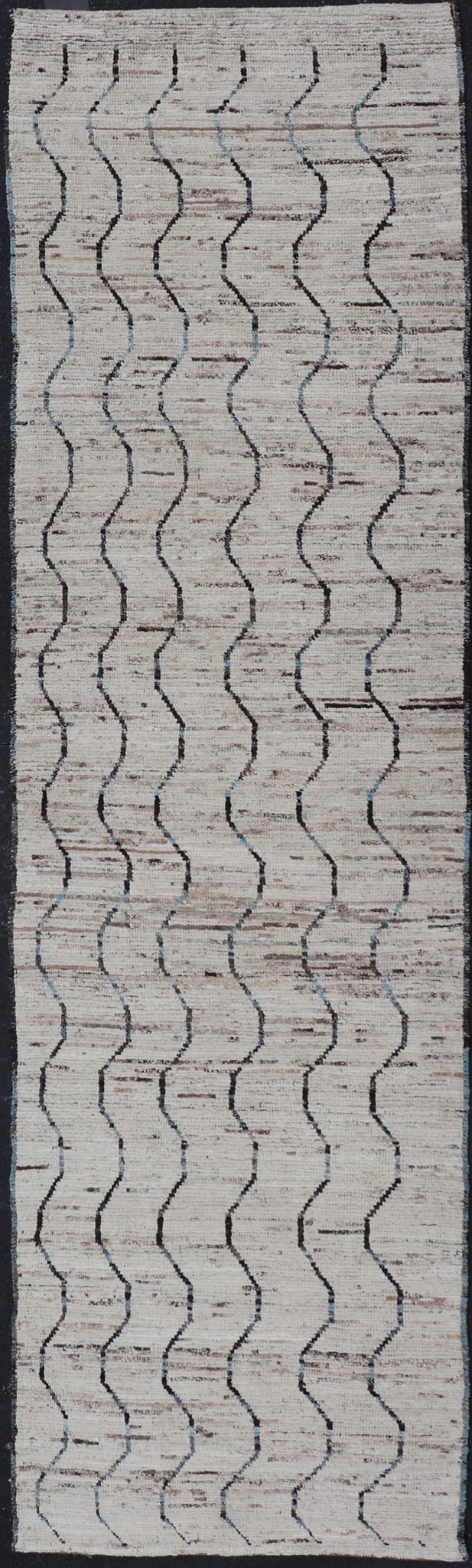 Modern Hand - Knotted Tribal Runner in Wool with Sub - Geometric Modern Design This modern casual tribal runner has been hand - knotted. The rug features a modern sub - geometric modern design, rendered in blue and neutral tones, making this rug a supe... - Keivan Woven ArtsAFG - 39810 - 18698Rug