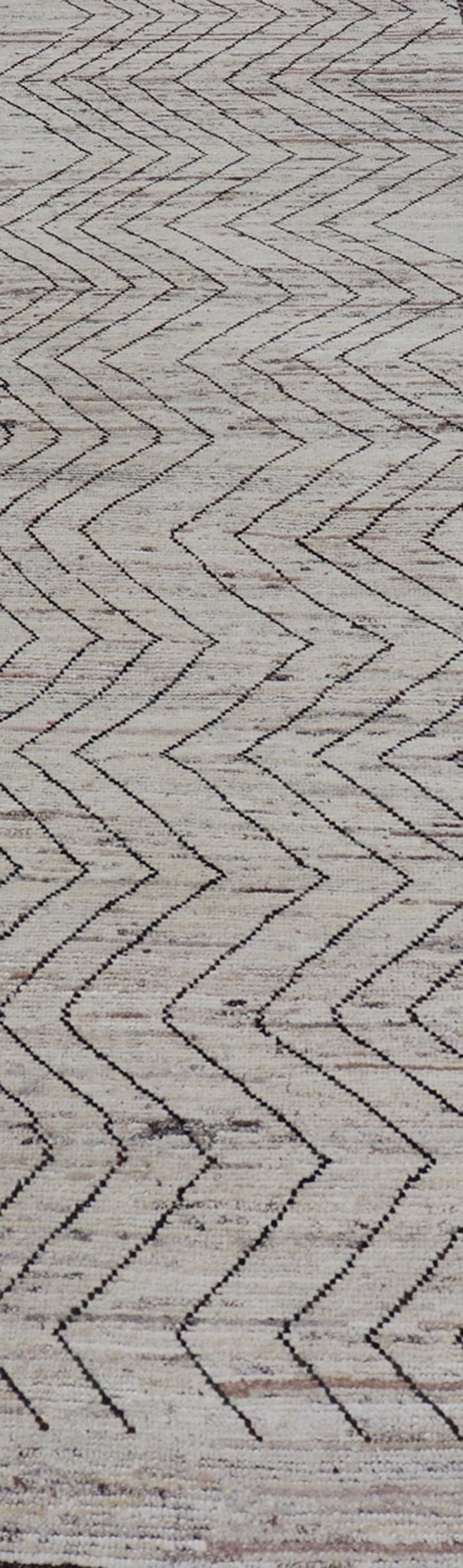 Modern Hand - Knotted Runner in Wool with Sub - Geometric Zig - Zag Design This modern casual runner has been hand - knotted. The rug features a modern sub - geometric zig - zag design, rendered in black and earthy tones, making this rug a superb fit for a... - Keivan Woven ArtsAFG - 39950 - 19238Rug