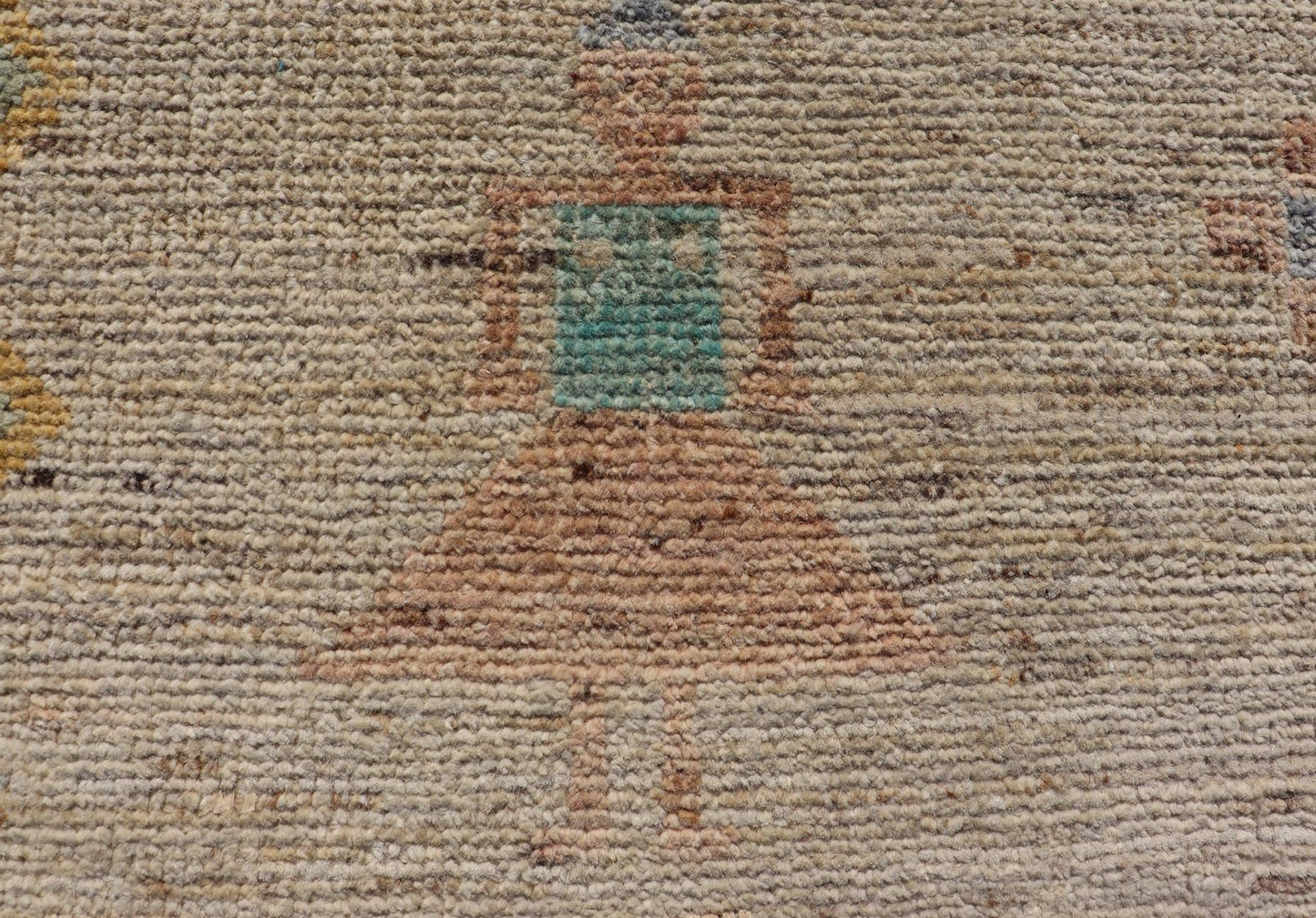 Modern Casual Woolen Tribal Hand - Knotted Rug with Sub - Geometric Design This modern casual tribal rug has been finely hand - knotted using superior wool. The rug features a modern sub - geometric design, replete with various motifs in multicolor, m... - Keivan Woven ArtsAFG - 39998 - 19406Rug
