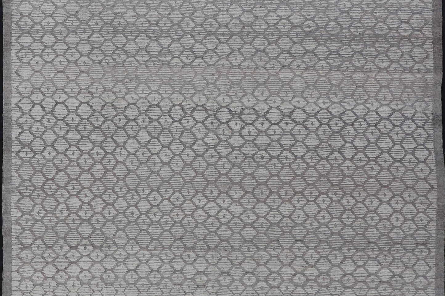 Modern Moroccan Hand - Knotted Rug with All - Over Sub - Geometric Hexagonal Design This modern casual Moroccan rug has been hand - knotted in wool. The rug features a modern all - over sub - geometric hexagonal design, rendered in various neutral tones; m... - Keivan Woven ArtsAFG - 40926 - 19796Rug