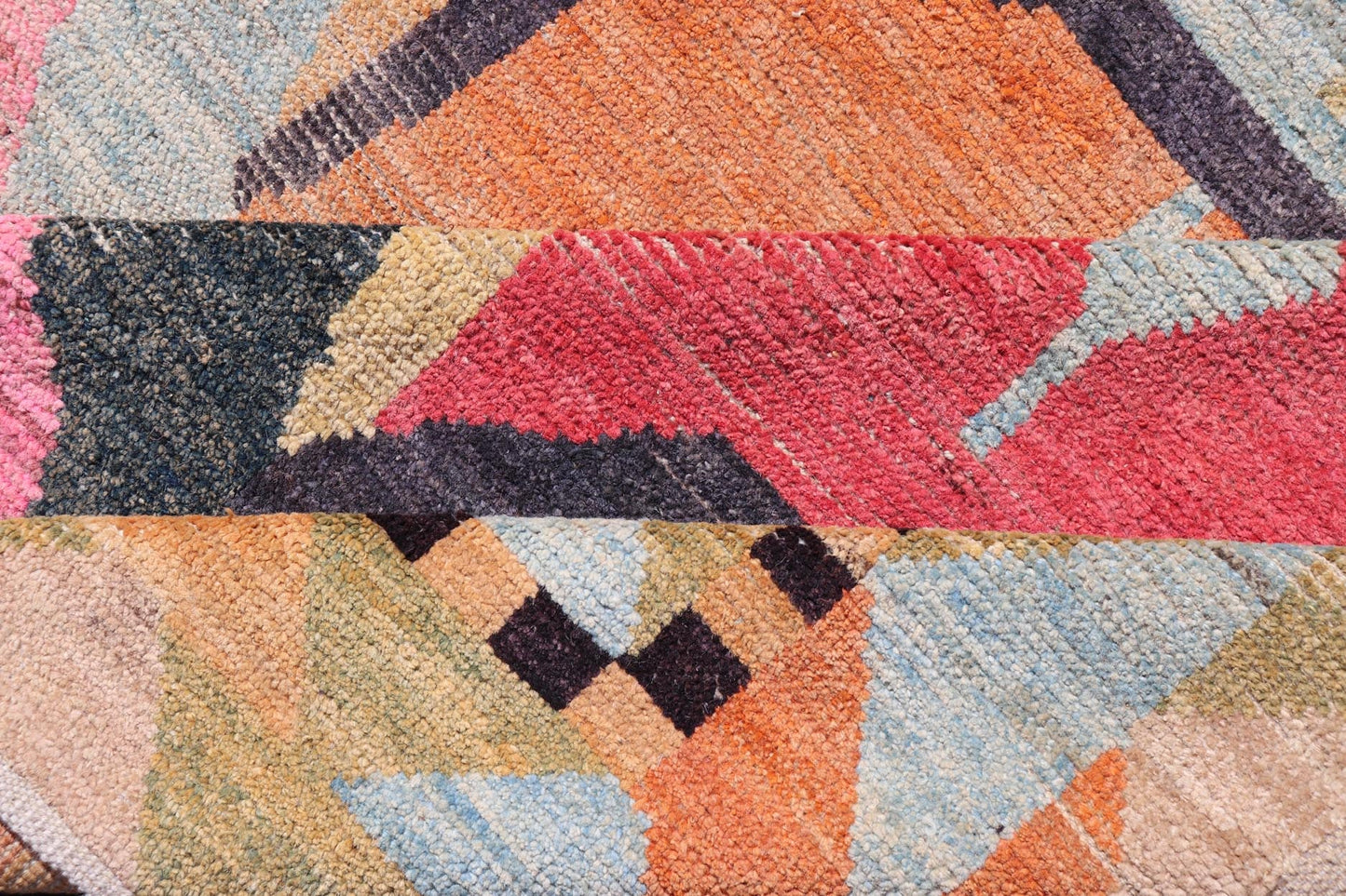 Multicolor Modern Rug in Art Deco Design, Keivan Woven Arts; rug AFG - 40933, country of origin / type: Afghanistan / Modern Casual, circa early - 21th century. Measures: 9'5 x 12'1. Modern Abstract Rug in Wool With Sub - Geometric Arts and Craft Desi... - Keivan Woven ArtsAFG - 40933 - 19628Rug