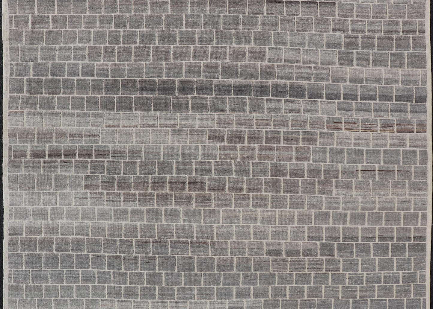 The rug showcases its expansive grid pattern, emphasizing the uniformity and precise alignment of each block. The blocks contrast sharply against the lighter threads, creating a striking visual grid that is both bold and balanced. Perfect for a contemp... - Keivan Woven ArtsAFG - 40986 - 19640Rug