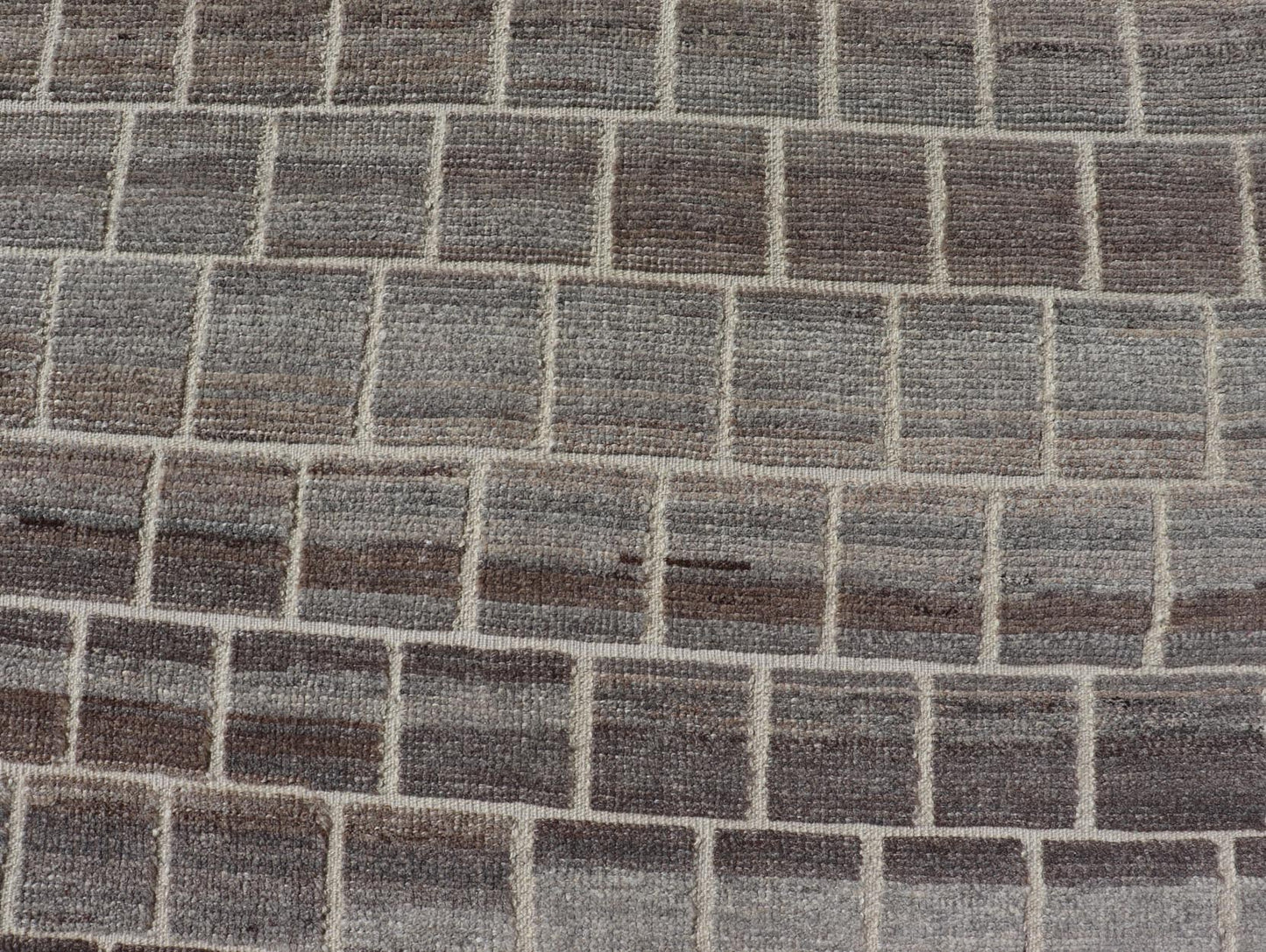 The rug showcases its expansive grid pattern, emphasizing the uniformity and precise alignment of each block. The blocks contrast sharply against the lighter threads, creating a striking visual grid that is both bold and balanced. Perfect for a contemp... - Keivan Woven ArtsAFG - 40986 - 19640Rug