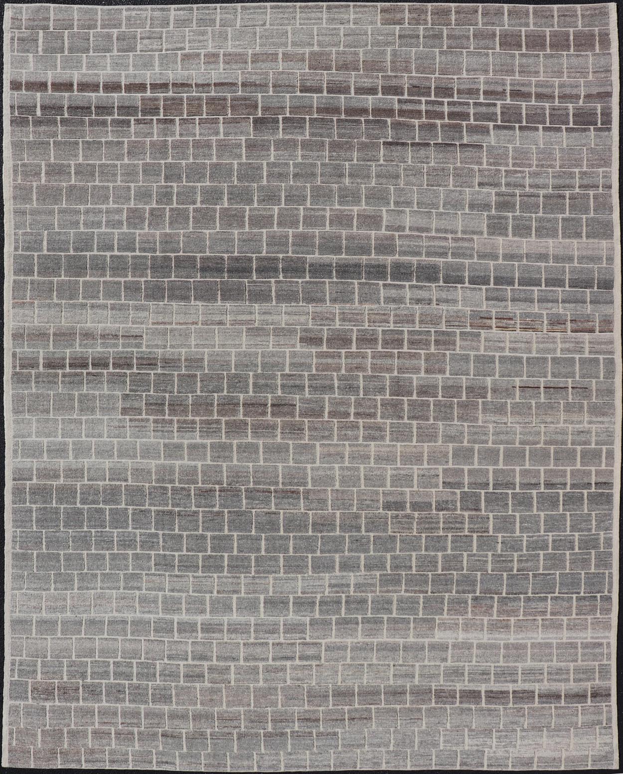 The rug showcases its expansive grid pattern, emphasizing the uniformity and precise alignment of each block. The blocks contrast sharply against the lighter threads, creating a striking visual grid that is both bold and balanced. Perfect for a contemp... - Keivan Woven ArtsAFG - 40986 - 19640Rug
