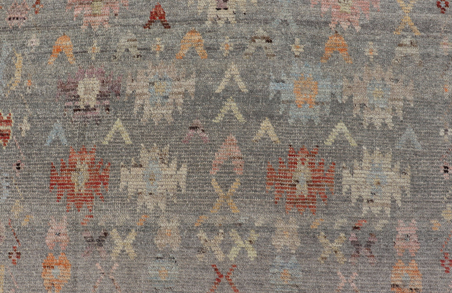 Modern Casual Afghan Hand - Knotted Wool Rug in Taupe Measures: 4'5 x 6'3 This charismatic piece holds much personality in the all - over design of motifs. The tribal - like motifs are rendered in red, beige, pink, blue and small accents of ap... - Keivan Woven ArtsAFG - 43425 - 20253Rug