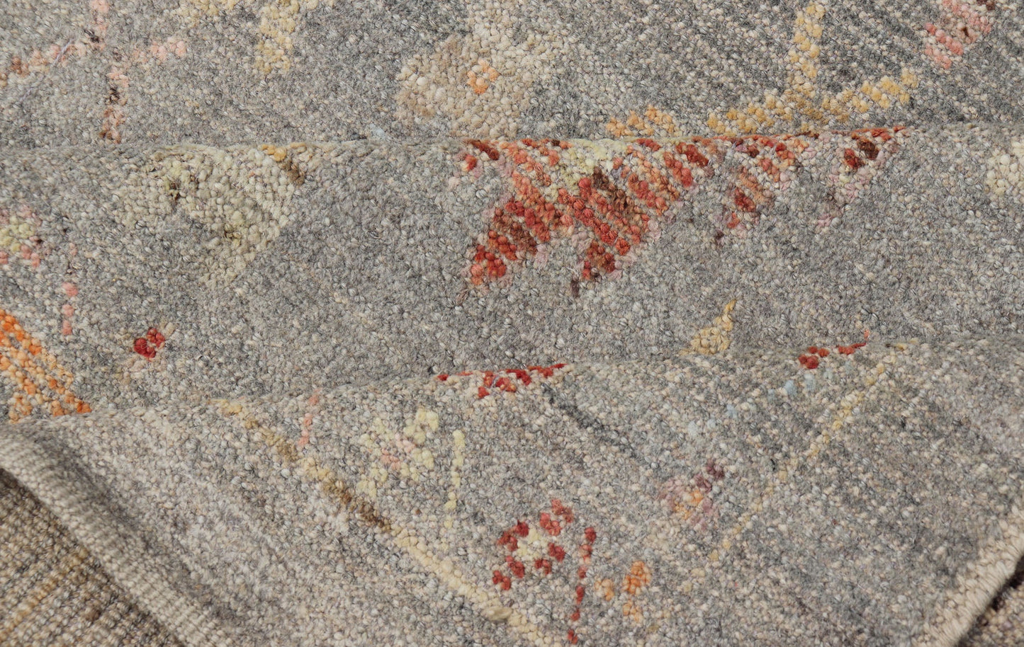 Modern Casual Afghan Hand - Knotted Wool Rug in Taupe Measures: 4'5 x 6'3 This charismatic piece holds much personality in the all - over design of motifs. The tribal - like motifs are rendered in red, beige, pink, blue and small accents of ap... - Keivan Woven ArtsAFG - 43425 - 20253Rug