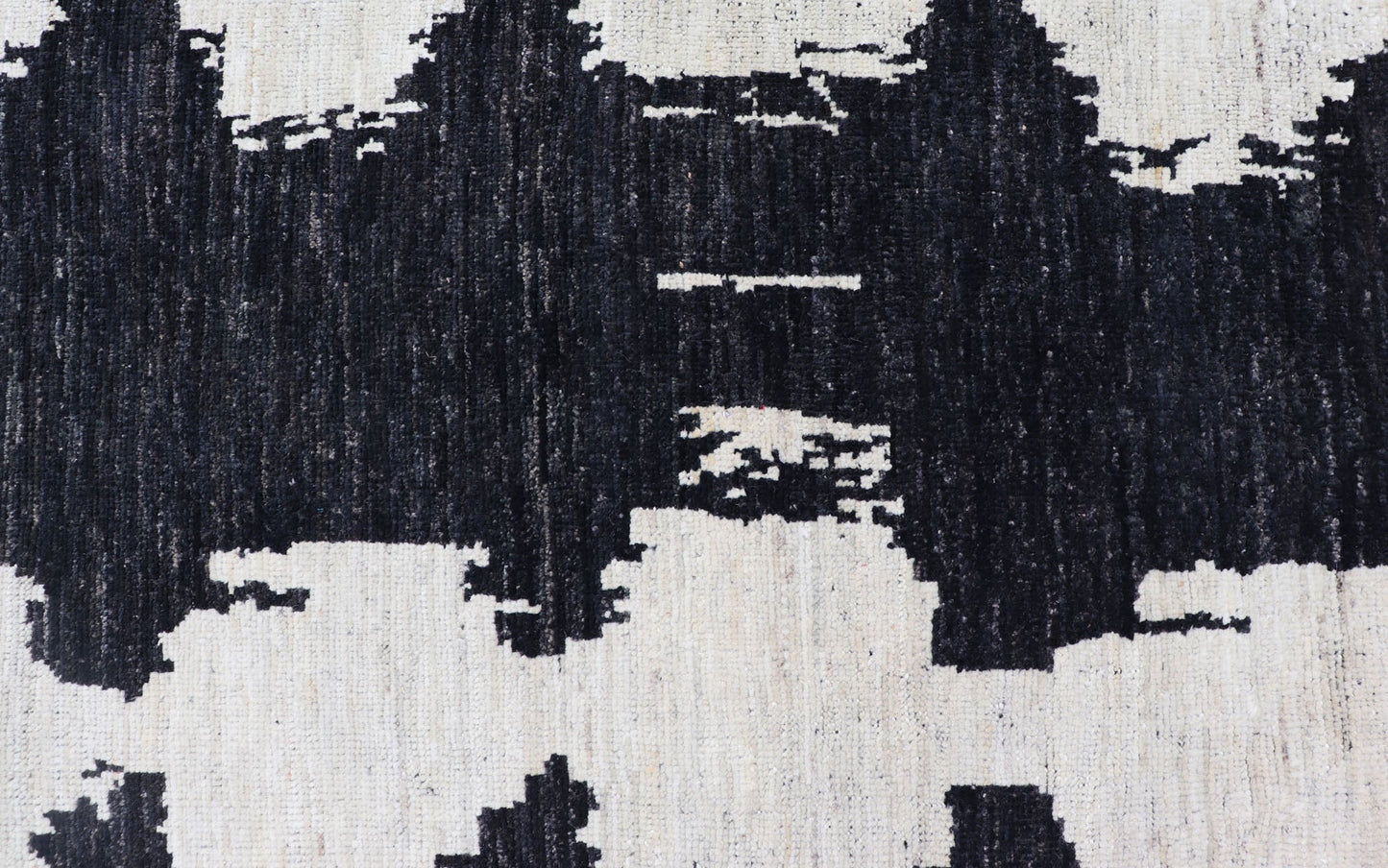 Measures 9'6 x 12'1 This modern casual Afghan rug has a minimalistic design of vertical motifs paneled asymmetrically in black and white. This piece has been hand - knotted with a piled texture, giving the foundation durability. Modern Afg... - Keivan Woven ArtsAFG - 43433 - 20199Rug