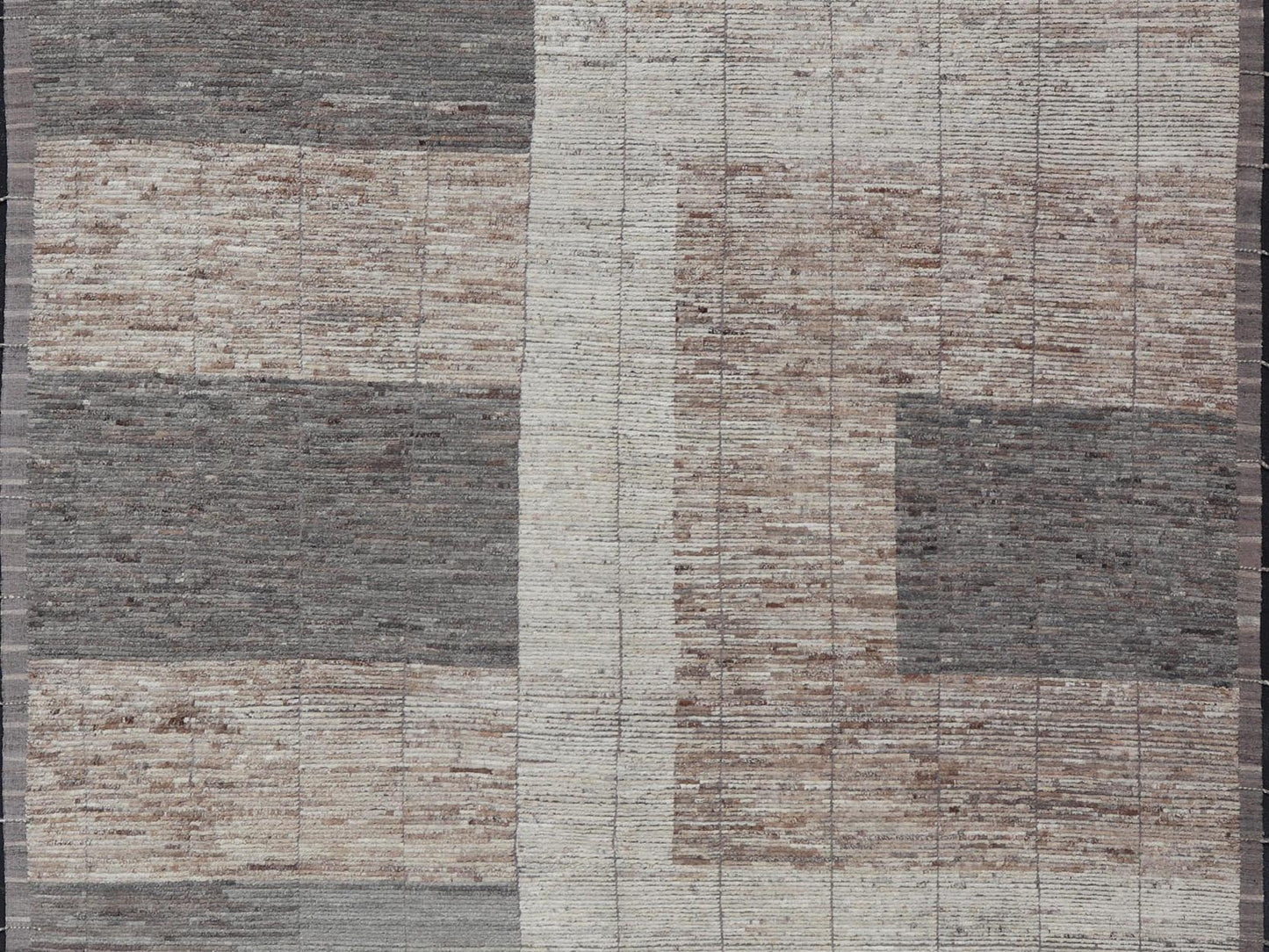 Large Modern Rug in Earth Tones with Square Size and Distressed Texture. Large architectural Modern Rug in Earth Tones with Square Size and Distressed Texture. Large Modern Casual Rug in minimalist design, modern design, with Square Modern Desi... - Keivan Woven ArtsAFG - 58200 - 21451Rug