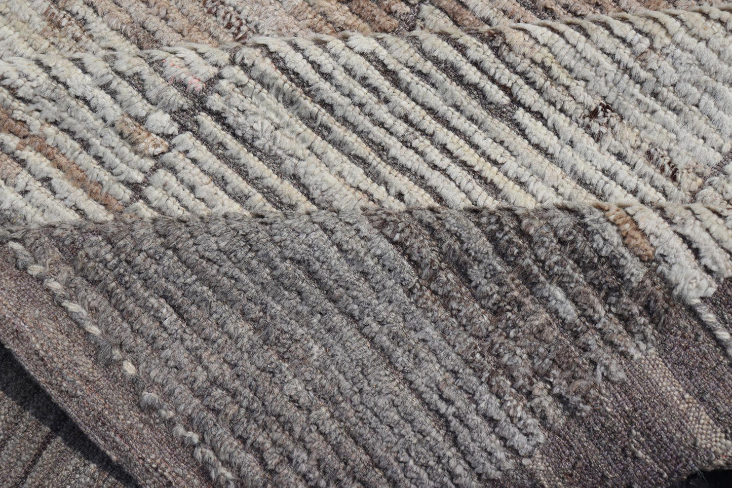 Large Modern Rug in Earth Tones with Square Size and Distressed Texture. Large architectural Modern Rug in Earth Tones with Square Size and Distressed Texture. Large Modern Casual Rug in minimalist design, modern design, with Square Modern Desi... - Keivan Woven ArtsAFG - 58200 - 21451Rug
