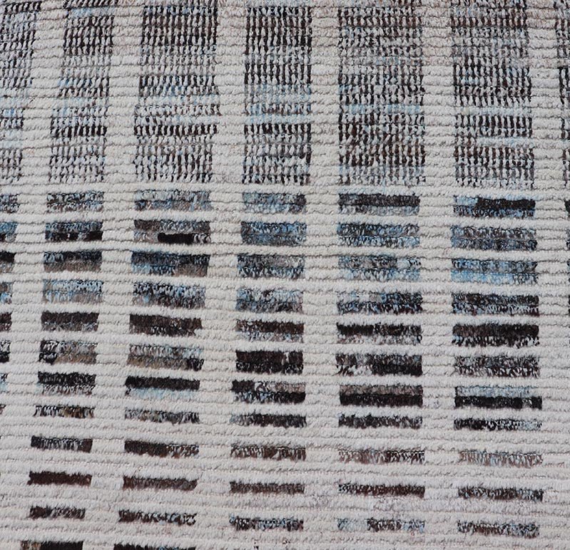 Distressed Modern runner in Black and White with A Modern Casual Vibe. Modern Wool Hand Knotted Black and White All - Over Modern Designed Runner. Keivan Woven Arts / AFG - 58430, country of origin / type: Afghanistan / Piled, condition: new Measure... - Keivan Woven ArtsAFG - 58430 - 21445Rug