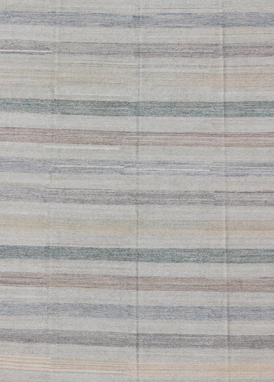 Keivan Woven Arts Versatile Striped Flat - Weave Kilim Design and Natural Colors. Keivan Woven Arts rug AFG - 6275, country of origin / type: Afghanistan / Kilim. Measures: 8'1 x 11'4 This modern striped piece features a design that evokes an easy ... - Keivan Woven ArtsAFG - 6275 - 10408Rug
