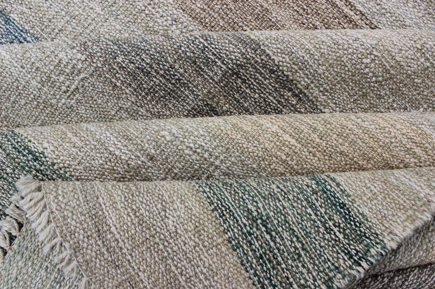Keivan Woven Arts Versatile Striped Flat - Weave Kilim Design and Natural Colors. Keivan Woven Arts rug AFG - 6275, country of origin / type: Afghanistan / Kilim. Measures: 8'1 x 11'4 This modern striped piece features a design that evokes an easy ... - Keivan Woven ArtsAFG - 6275 - 10408Rug