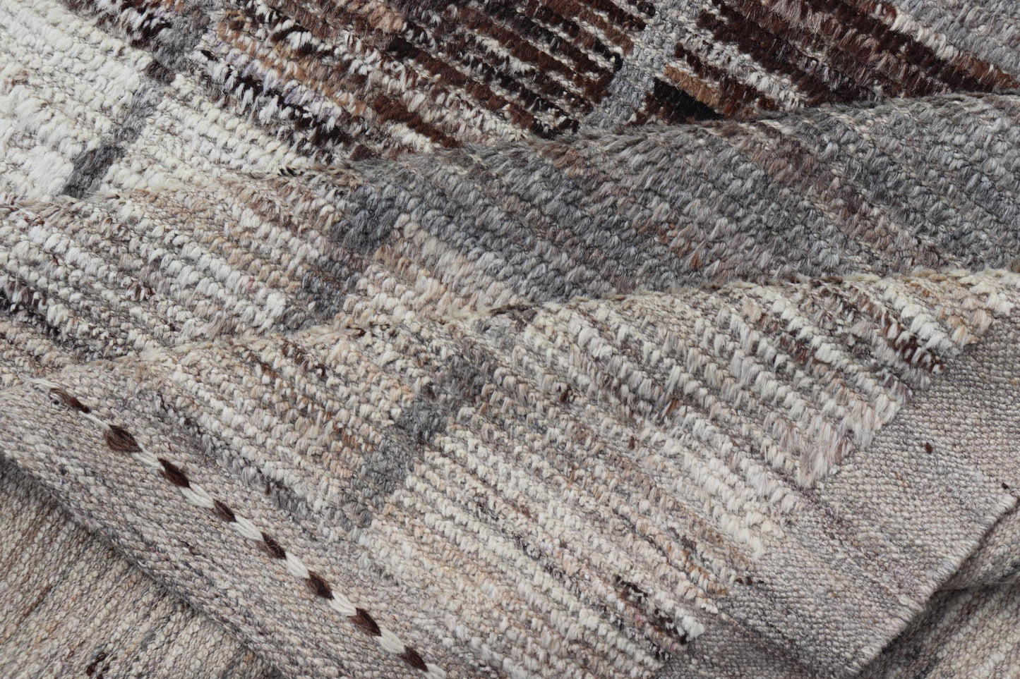 Afghan Abstract Modern Rug in Earth Tones with Unique Design With Natural Gray. Keivan Woven Arts; AFG - 64378 Country of Origin: Afghanistan Type: Modern Casual Design: Abstract, Geometric, Minimalist. Measures: 6'9 x 11'1 Modern Rug in Earth Ton... - Keivan Woven ArtsAFG - 64378 - 25110Rug
