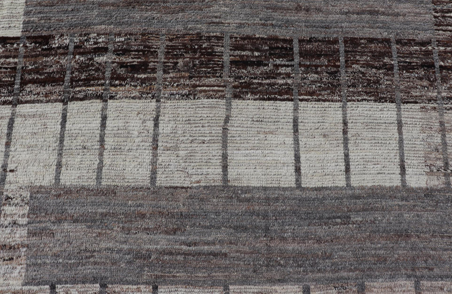 Afghan Abstract Modern Rug in Earth Tones with Unique Design With Natural Gray. Keivan Woven Arts; AFG - 64378 Country of Origin: Afghanistan Type: Modern Casual Design: Abstract, Geometric, Minimalist. Measures: 6'9 x 11'1 Modern Rug in Earth Ton... - Keivan Woven ArtsAFG - 64378 - 25110Rug