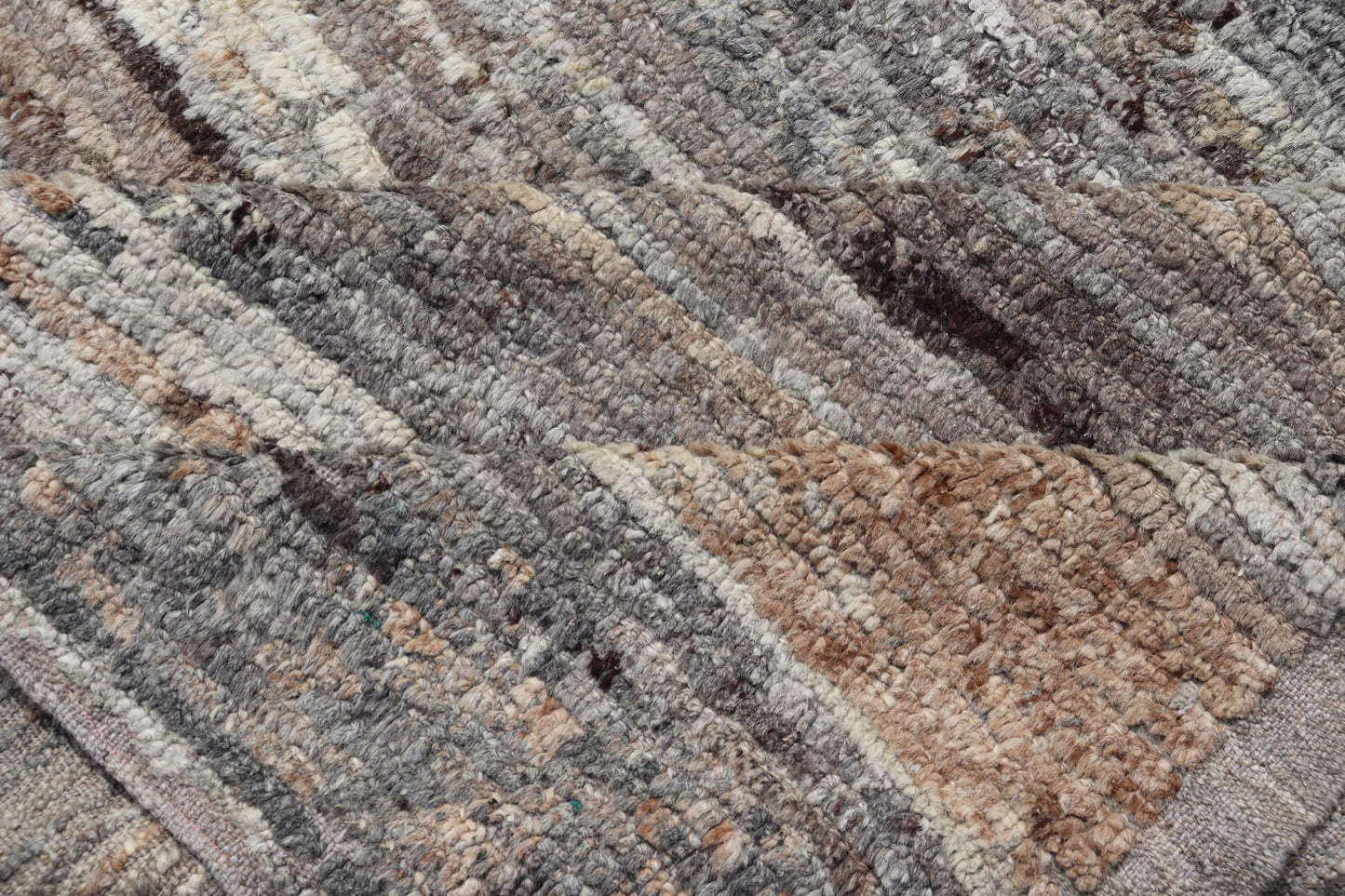 Modern Gallery Hand - Knotted Rug in Natural Shades Wool of Gray, Brown, & Ivory. Keivan Woven Arts; rug AFG - 64821, country of origin / type: Afghanistan / Modern Casual, circa Early - 21th Century. Measures: 5'9 x 14'4 This modern casual tribal rug... - Keivan Woven ArtsAFG - 64821 - 25146Rugs