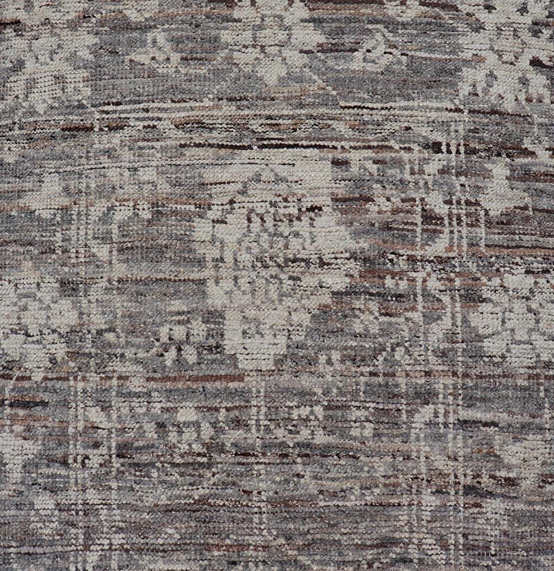 Modern Oushak Runner in Wool with Floral Design in Shades of Gray, Brown, Cream. Keivan Woven Arts; rug AFG - 64917, country of origin / type: Afghanistan / Oushak, circa Early - 21th Century. Measures: 3'0 x 12'1 This modern casual tribal Oushak de... - Keivan Woven ArtsAFG - 64917 - 25158Rug