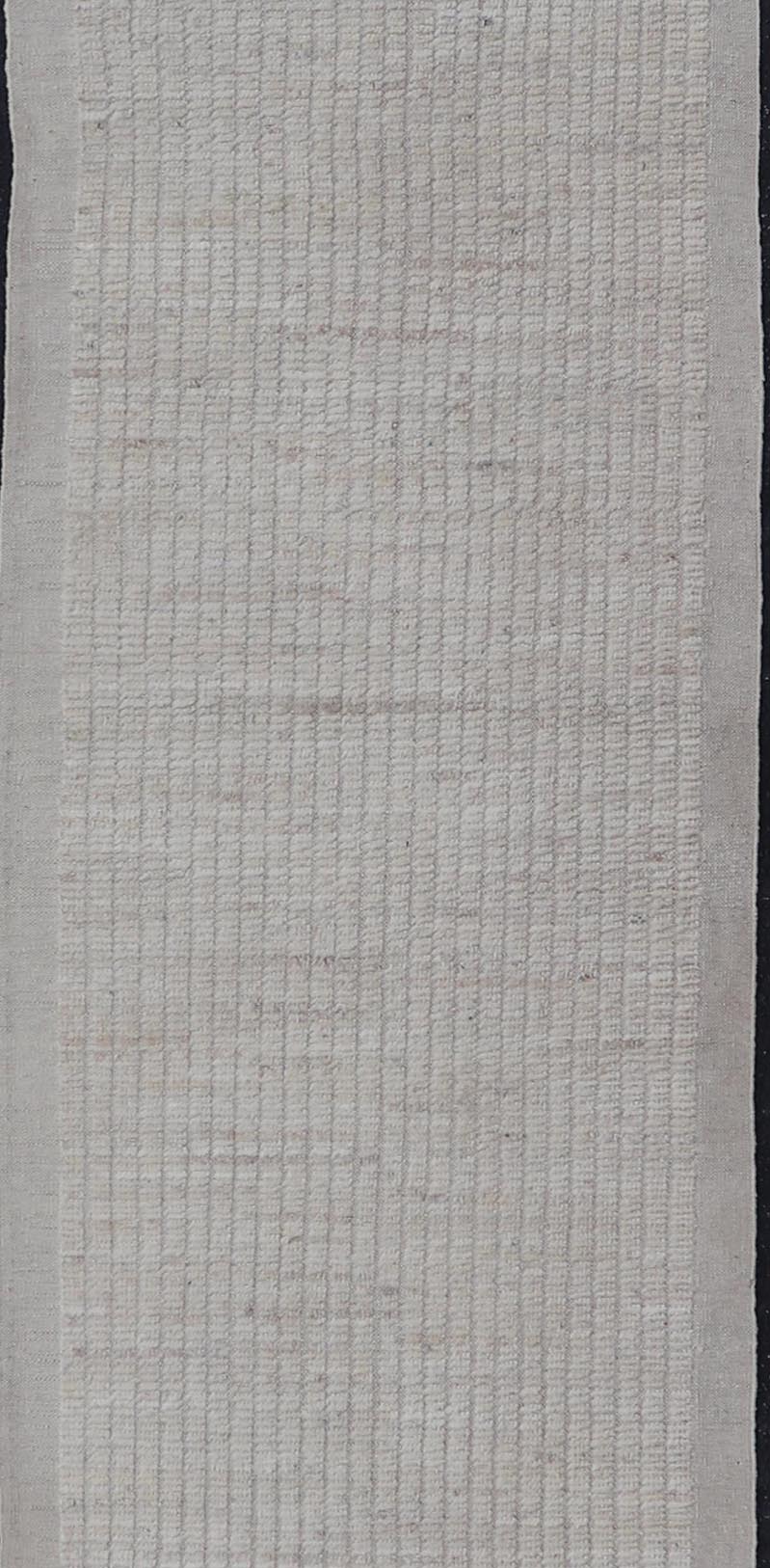 Afghan Modern Casual All - Over Runner in Light Cream With High And Low Pile. Keivan Woven Arts; rug AFG - 68004 / Country of Origin: Afghanistan Type: Modern Casual Design: Geometric, Tribal Chevron, All - Over. Measures: 3'0 x 15'6 This long runner... - Keivan Woven ArtsAFG - 68004 - 25188