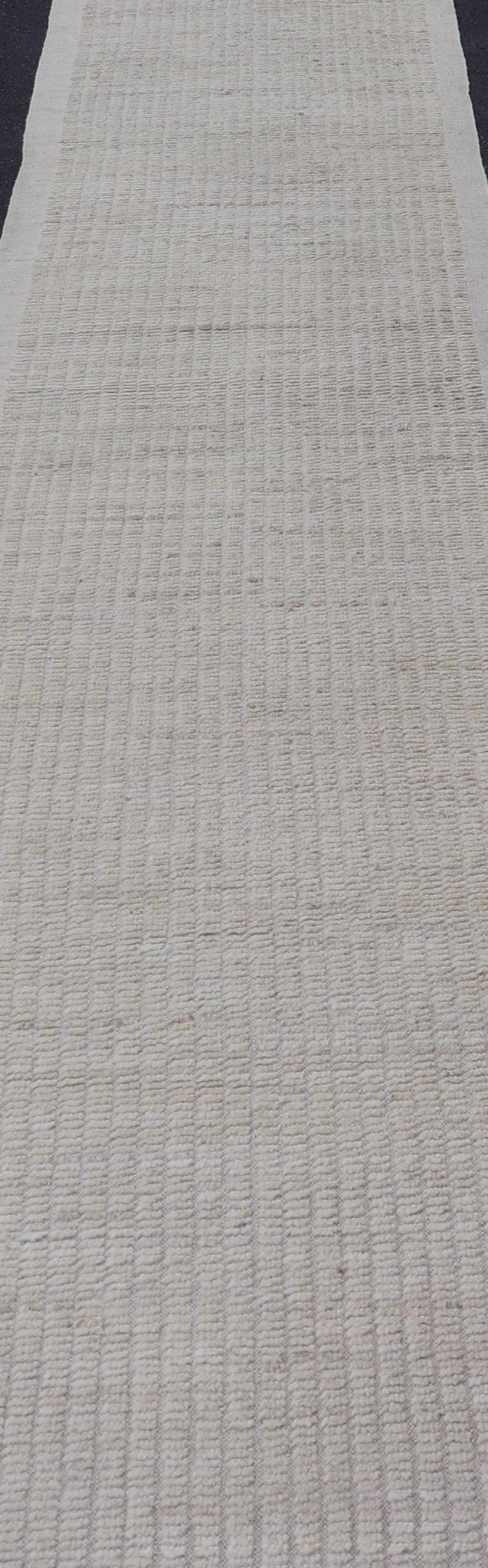 Afghan Modern Casual All - Over Runner in Light Cream With High And Low Pile. Keivan Woven Arts; rug AFG - 68004 / Country of Origin: Afghanistan Type: Modern Casual Design: Geometric, Tribal Chevron, All - Over. Measures: 3'0 x 15'6 This long runner... - Keivan Woven ArtsAFG - 68004 - 25188