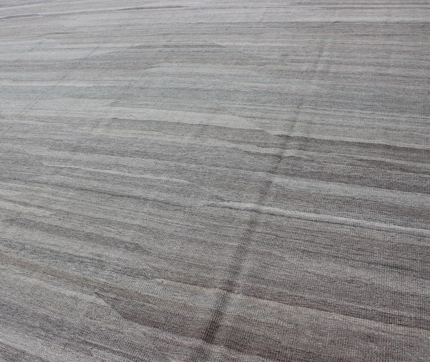 Very Large Modern Kilim with Solid Minimalist Design in Variation of Gray Tones Modern and casual flat - weave fine hand made Kilim rug in gray tones and Neutrals with Minimalist design and solid pattern Measures: 11'9 x 19'6 Minima... - Keivan Woven ArtsAFG - 9263 - 10434Rug