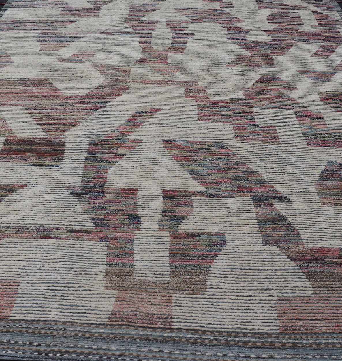 Keivan Woven Arts Large modern distressed rug in cream and multi colors. 10'9" X15'1" Modern rug by keivan woven arts. This distressed modern rug offers a neutral background with variety of colors. - Keivan Woven ArtsAFGC - 39477 - 18353Rug