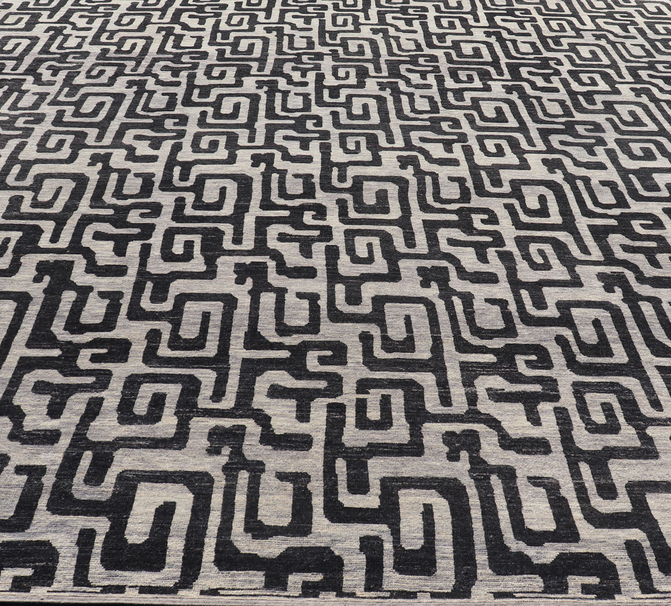 Keivan Woven Arts Large modern rug with diamond pattern in Black and off white. Measures: 14'6 x 19'2 Very large modern rug with low pile rug by Keivan Woven Arts in black, gray and off white. Modern rug by Keivan woven arts, black and ... - Keivan Woven ArtsAFGC - 39493 - 18323Rug
