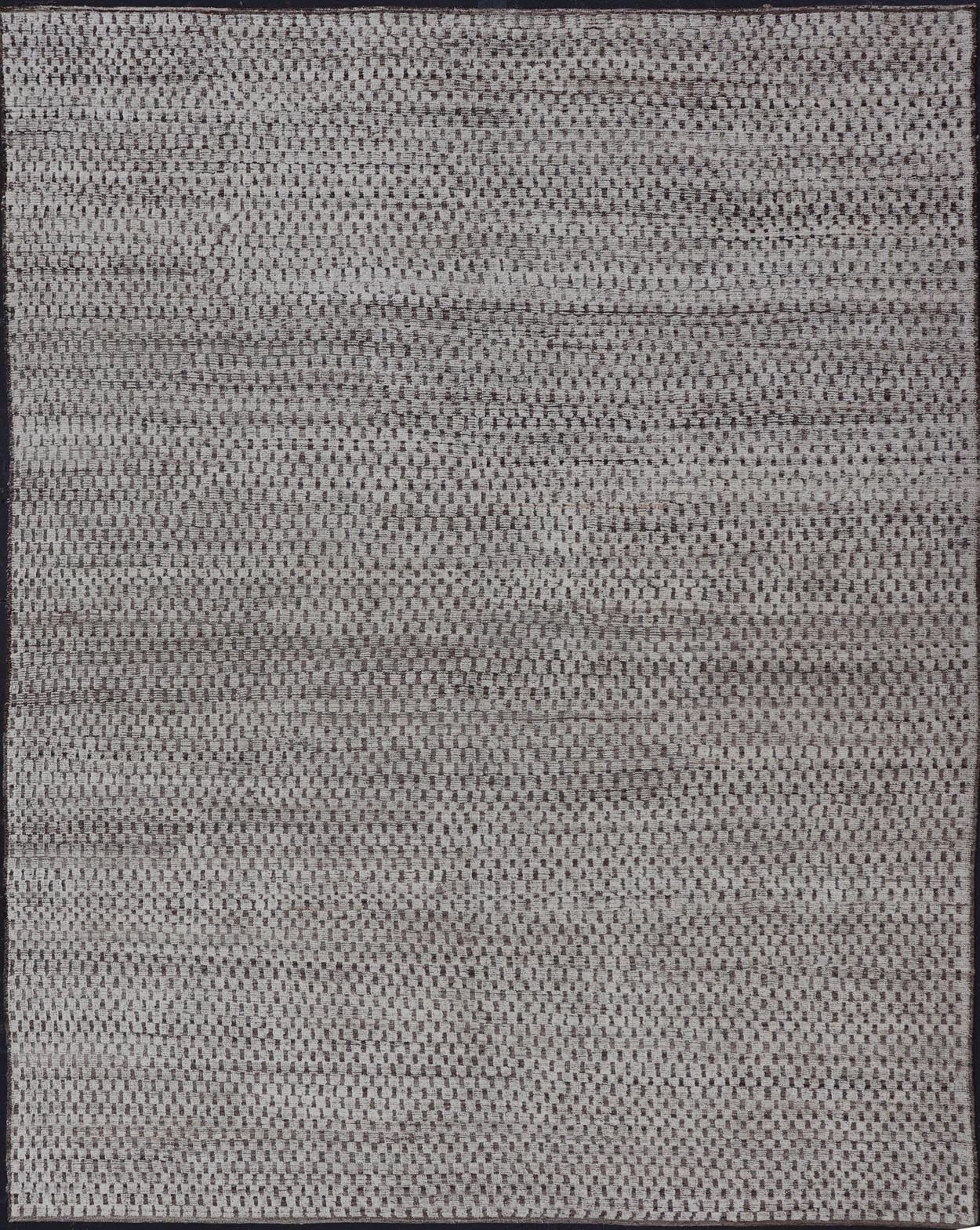 Modern Hand - Knotted Rug in Wool with All - Over Geometric Checkerboard Design This modern casual tribal rug has been hand - knotted. The rug features a modern all - over geometric checkerboard - like design, rendered in brown, cream, taupe, and gray ton... - Keivan Woven ArtsAFGC - 39754 - 19520Rug