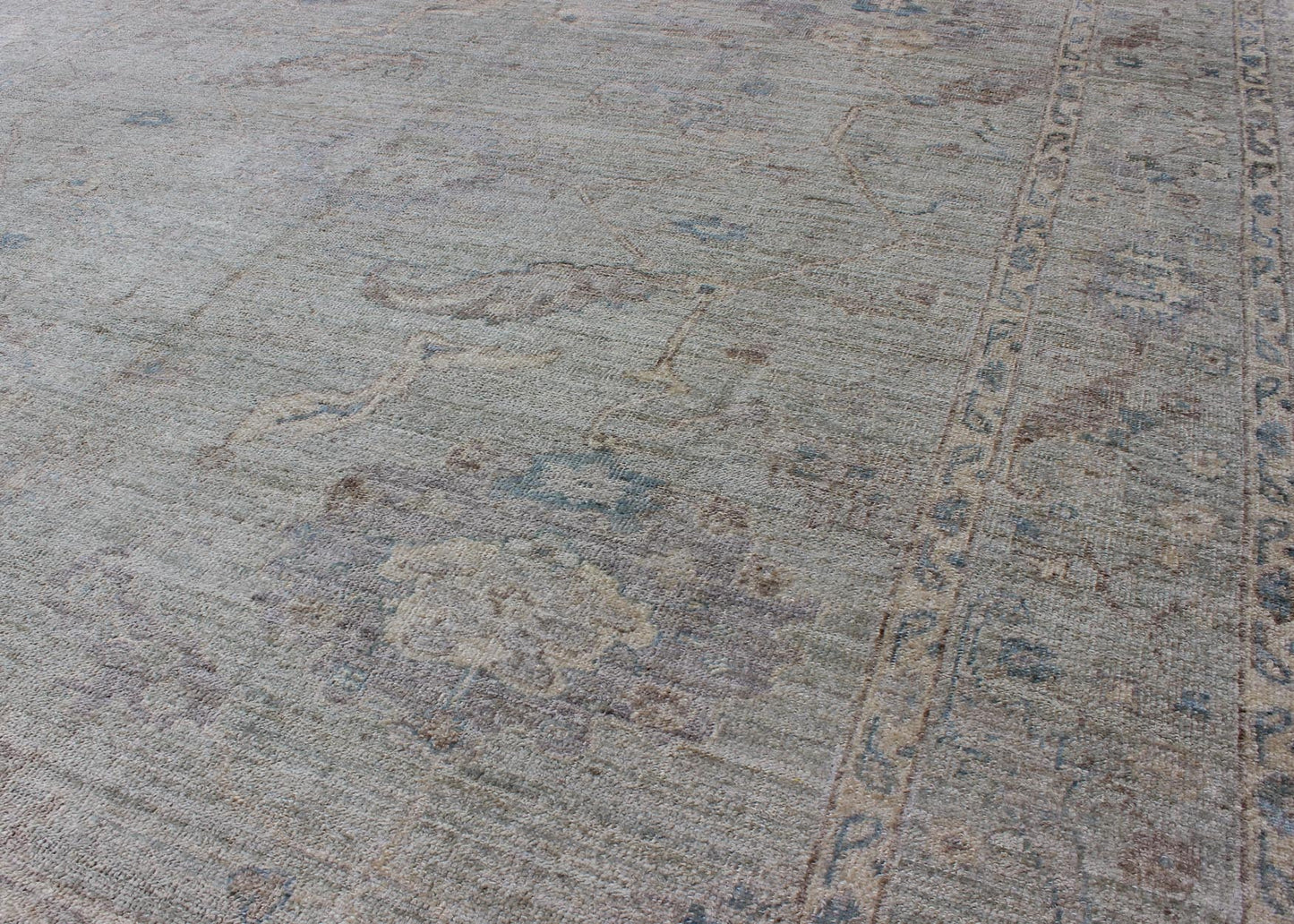 Keivan Woven Arts Angora Oushak Turkish Rug in Shades of Light Blue and Cream. Keivan Woven Arts / rug AN - 120863, Keivan Woven Arts / country of origin / type: Turkey / Angora Oushak. Measures: 8'9 x 10'8 Made with a combination of angora and o... - Keivan Woven ArtsAN - 120863 - 6282Rug