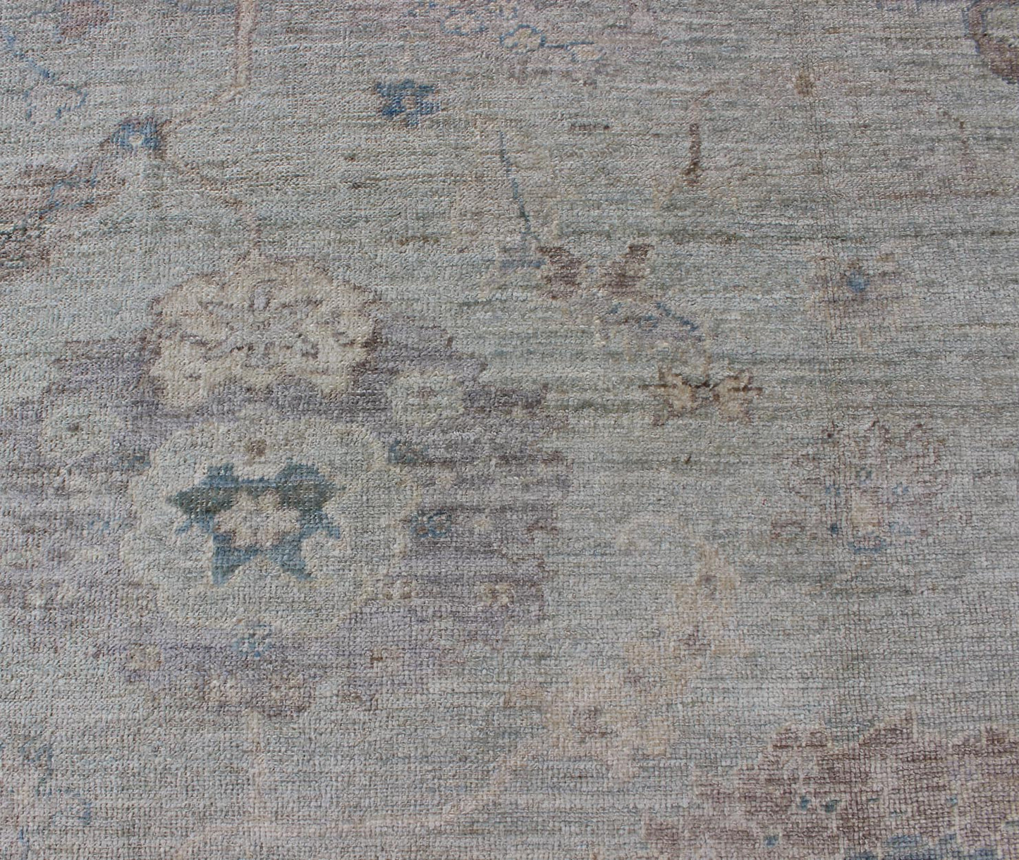 Keivan Woven Arts Angora Oushak Turkish Rug in Shades of Light Blue and Cream. Keivan Woven Arts / rug AN - 120863, Keivan Woven Arts / country of origin / type: Turkey / Angora Oushak. Measures: 8'9 x 10'8 Made with a combination of angora and o... - Keivan Woven ArtsAN - 120863 - 6282Rug