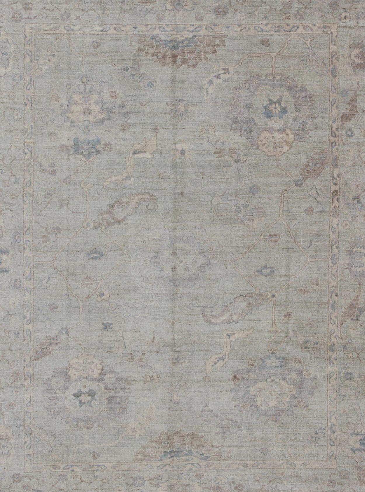 Keivan Woven Arts Angora Oushak Turkish Rug in Shades of Light Blue and Cream. Keivan Woven Arts / rug AN - 120863, Keivan Woven Arts / country of origin / type: Turkey / Angora Oushak. Measures: 8'9 x 10'8 Made with a combination of angora and o... - Keivan Woven ArtsAN - 120863 - 6282Rug