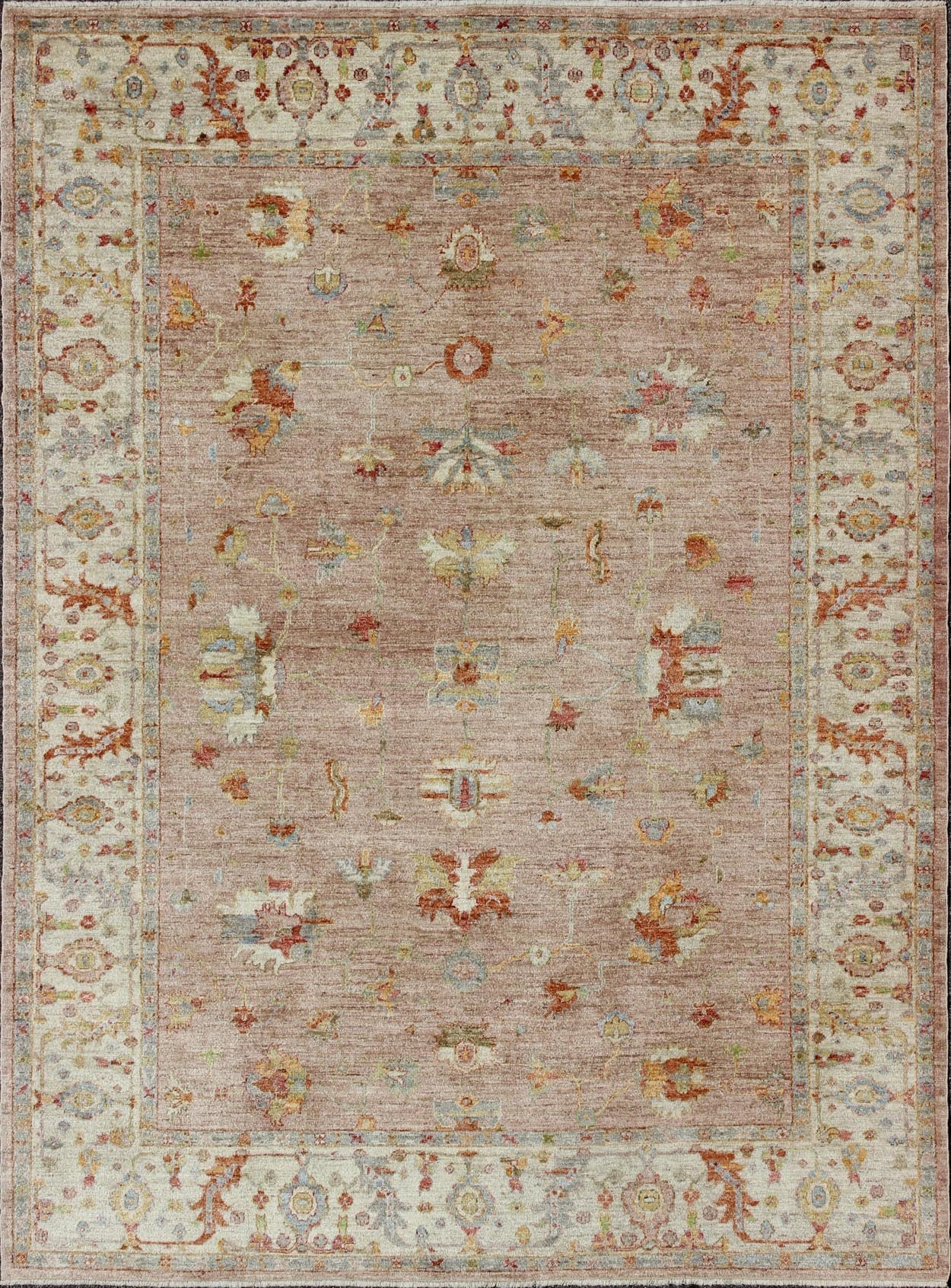 Large Angora Turkish Oushak Rug in Dusty Pink by Keivan Woven Arts. Angora rug from Turkey, rug an - 129862, country of origin / type: Turkey / Angora Oushak. Measures: 11'8 x 15'4. From our Angora collection, this piece is made with a com... - Keivan Woven ArtsAN - 129862 - 9756Rug