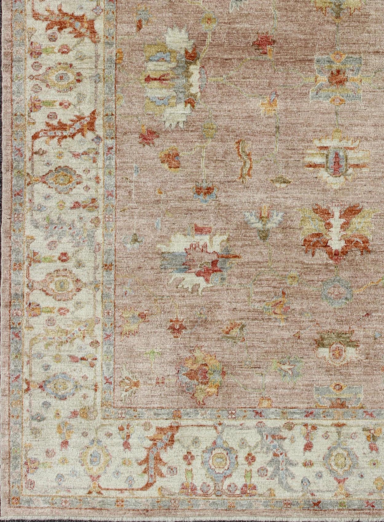 Large Angora Turkish Oushak Rug in Dusty Pink by Keivan Woven Arts. Angora rug from Turkey, rug an - 129862, country of origin / type: Turkey / Angora Oushak. Measures: 11'8 x 15'4. From our Angora collection, this piece is made with a com... - Keivan Woven ArtsAN - 129862 - 9756Rug