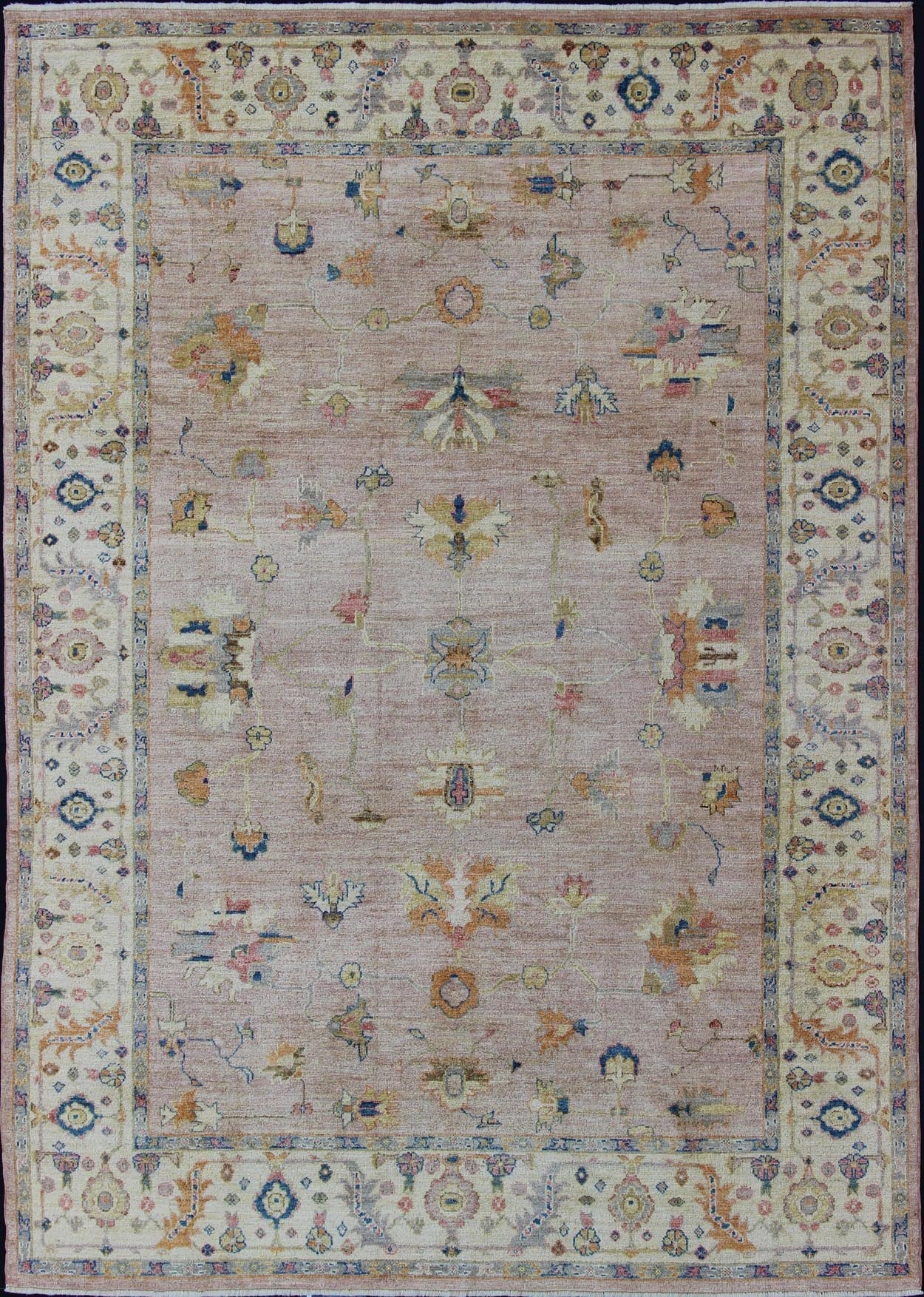 Keivan Woven Arts Angora Turkish Oushak Rug in Dusty Pink and Ivory. Keivan Woven Arts / rug AN - 134565, country of origin / type: Turkey / Angora Oushak. Measures: 10'3 x 13'9 From our Angora collection, this piece is made with a combination of ... - Keivan Woven ArtsAN - 134565 - 10577Rug