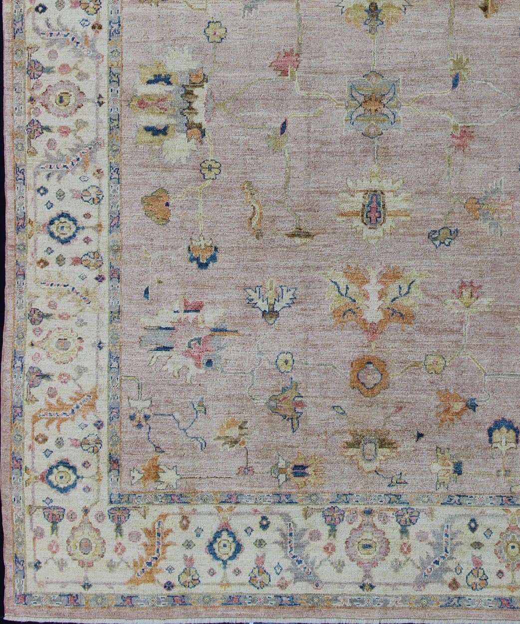 Keivan Woven Arts Angora Turkish Oushak Rug in Dusty Pink and Ivory. Keivan Woven Arts / rug AN - 134565, country of origin / type: Turkey / Angora Oushak. Measures: 10'3 x 13'9 From our Angora collection, this piece is made with a combination of ... - Keivan Woven ArtsAN - 134565 - 10577Rug
